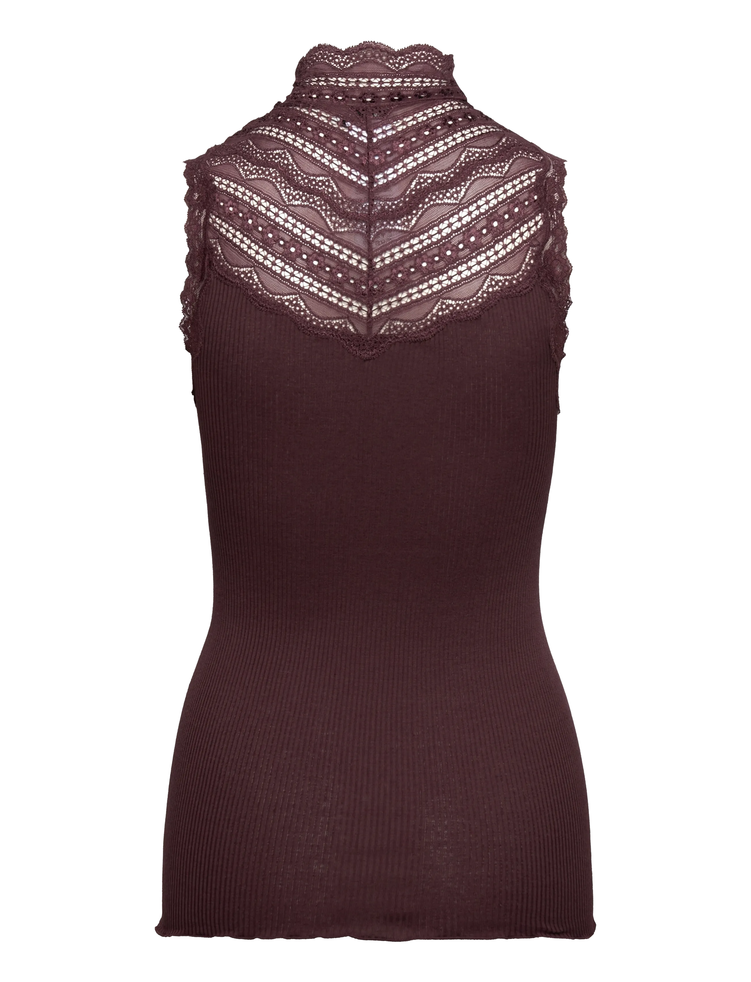 Rosemunde - RWBenita Silk SL Turtleneck Lace To - linnen - fudge - 1