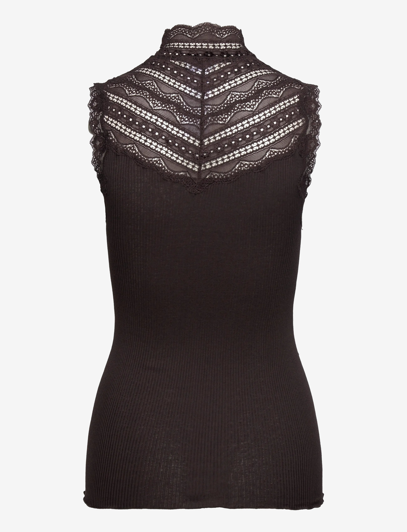 Rosemunde - Silk top w/ lace - tanktops - ganache - 1