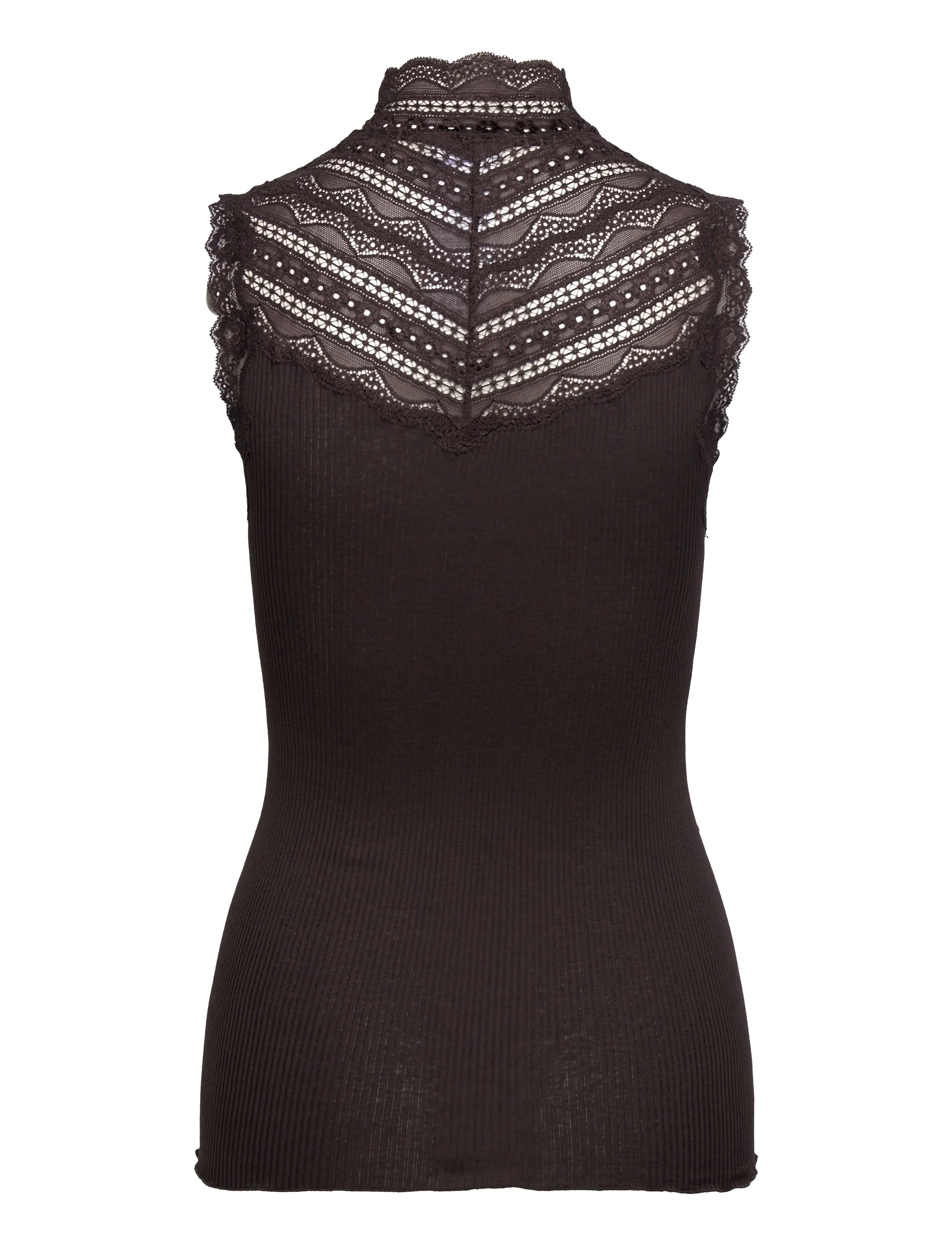 Rosemunde - RWBenita Silk SL Turtleneck Lace To - Ärmellose tops - ganache - 1
