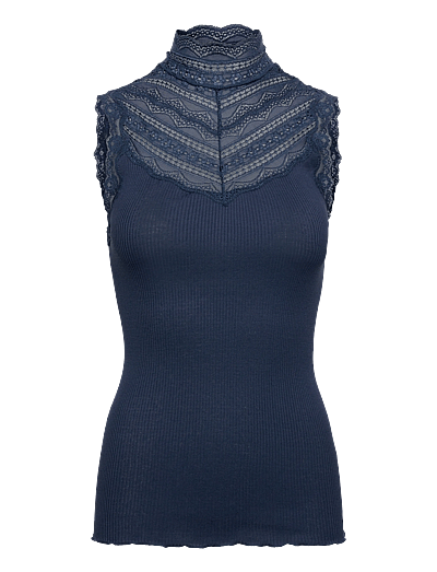 Rosemunde RWBenita Silk SL Turtleneck Lace To - Varrukateta topid - INSIGNIA BLUE / navy