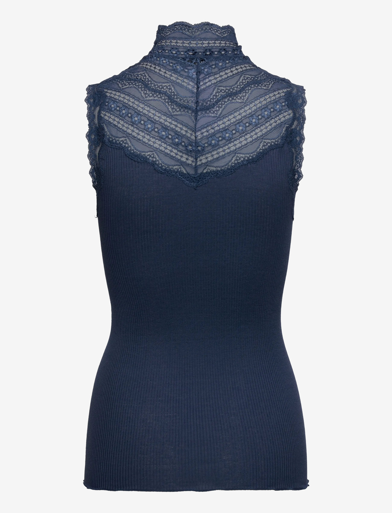 Rosemunde - RWBenita Silk SL Turtleneck Lace To - tanktops - insignia blue - 1