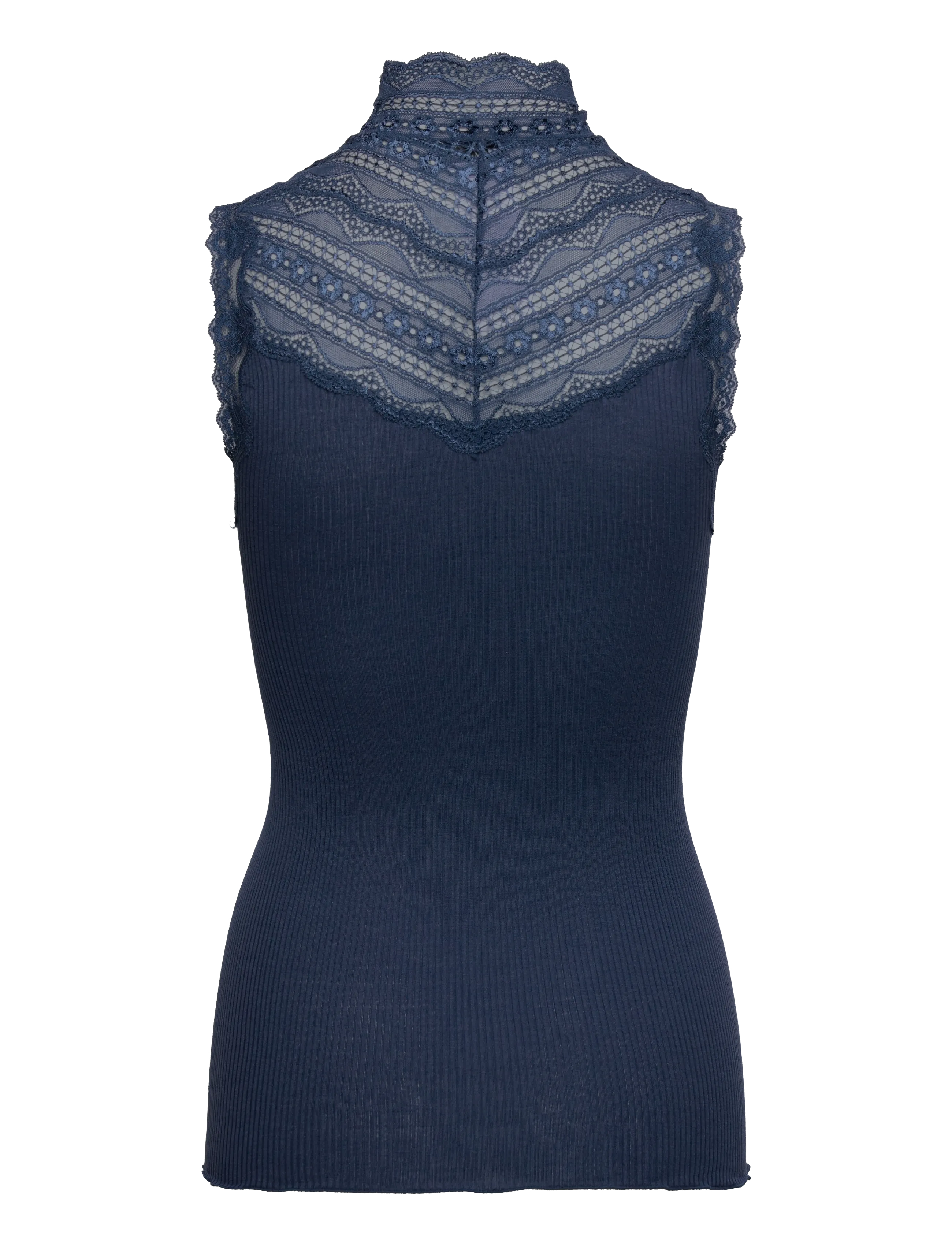 Rosemunde - RWBenita Silk SL Turtleneck Lace To - Ärmellose tops - insignia blue - 1