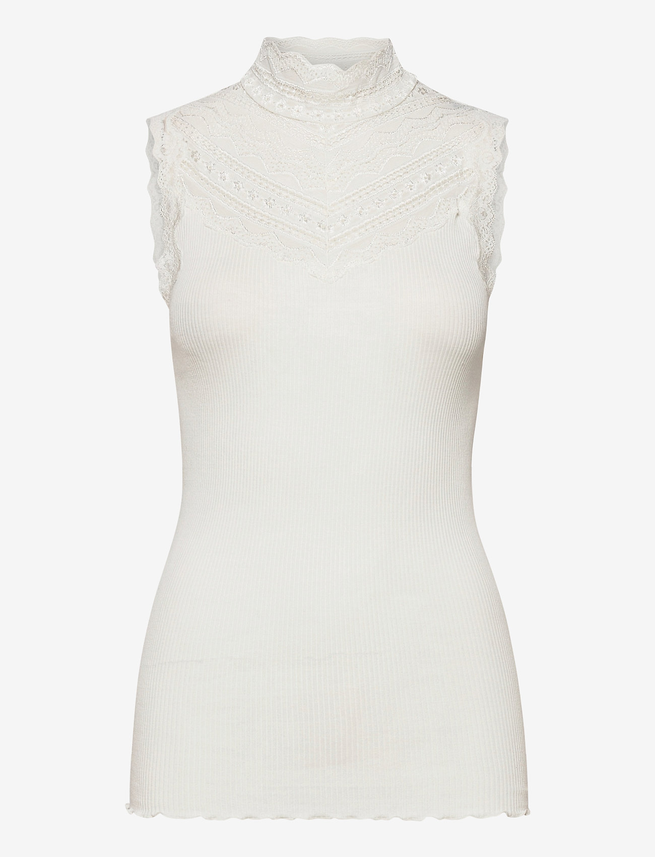 Rosemunde - RWBenita Silk SL Turtleneck Lace To - tanktops - ivory - 0