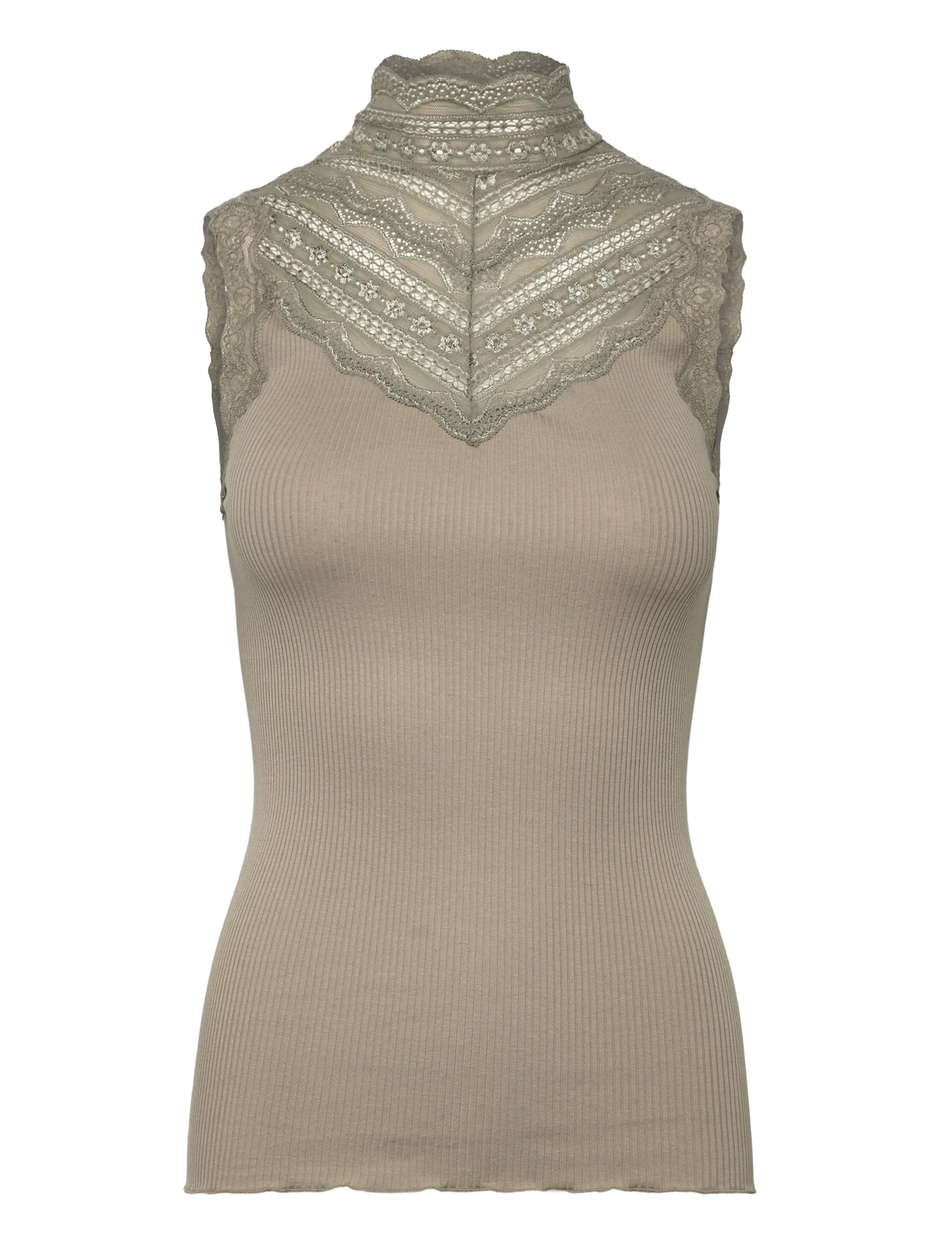 Rosemunde Silk top w/ lace - Rosemunde - LAUREL OAK / khaki/green