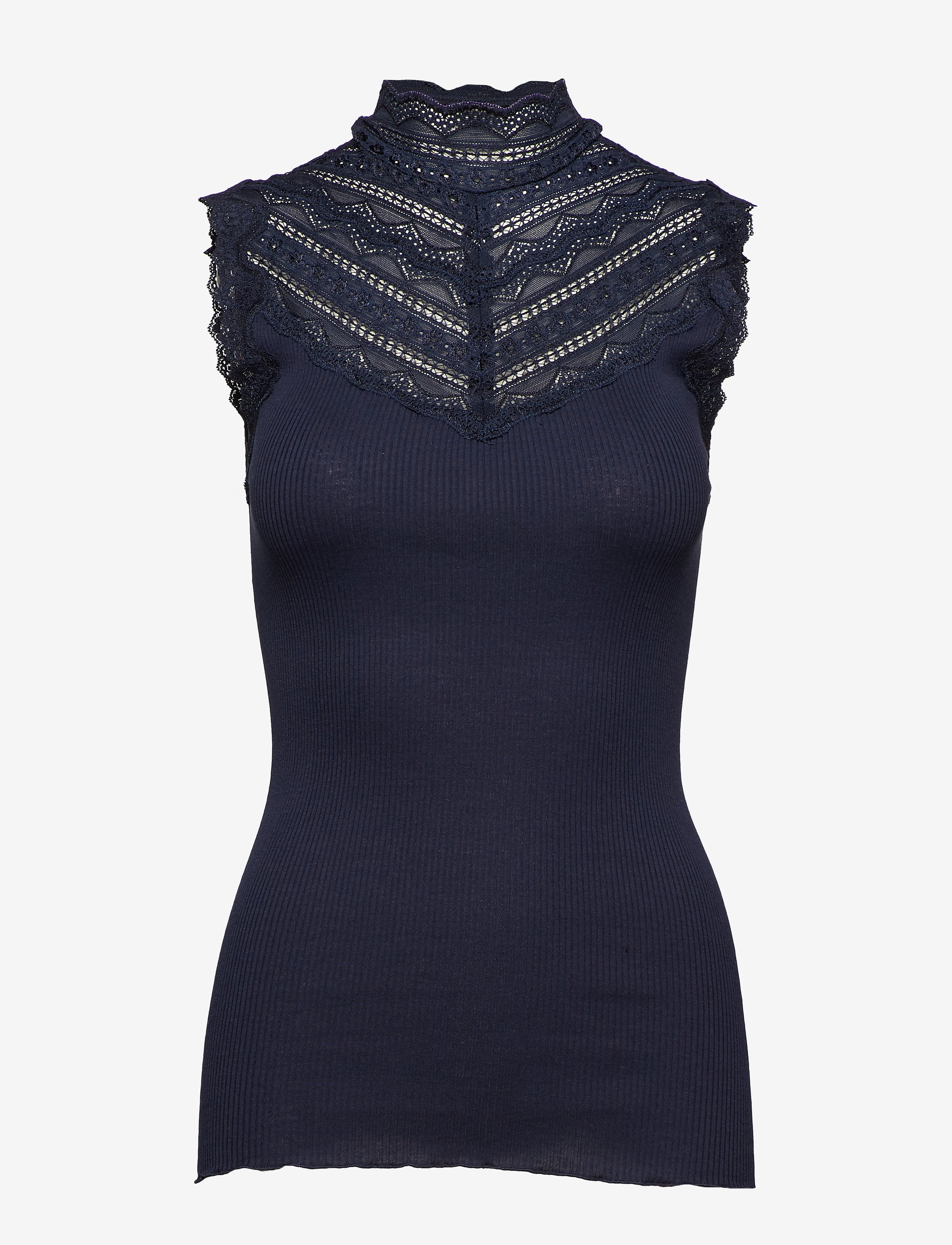 Rosemunde Silk Top W/ Lace, XL, T-shirts & Oberteile, Blau - Sleeveless, Frauen