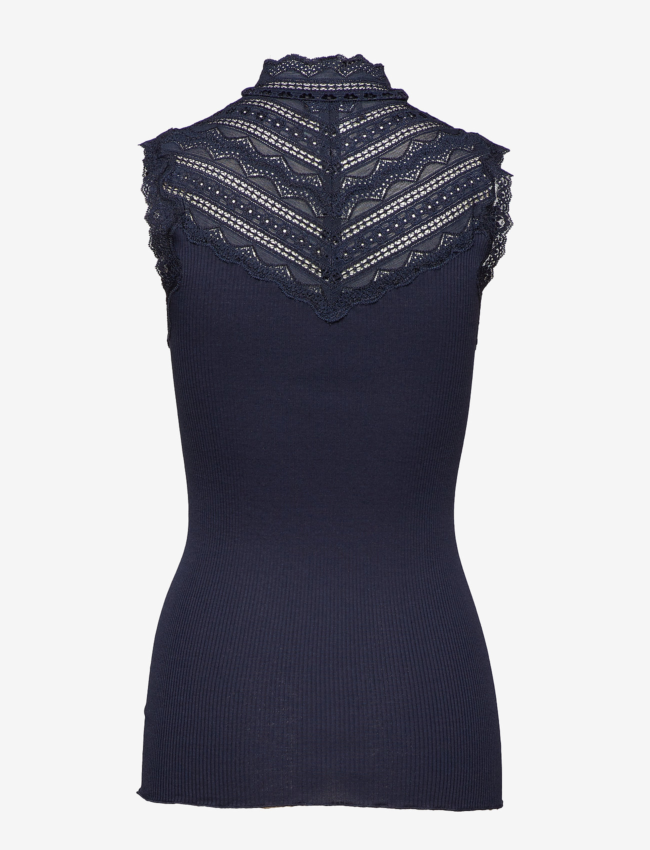 Rosemunde - RWBenita Silk SL Turtleneck Lace To - tanktops - navy - 1