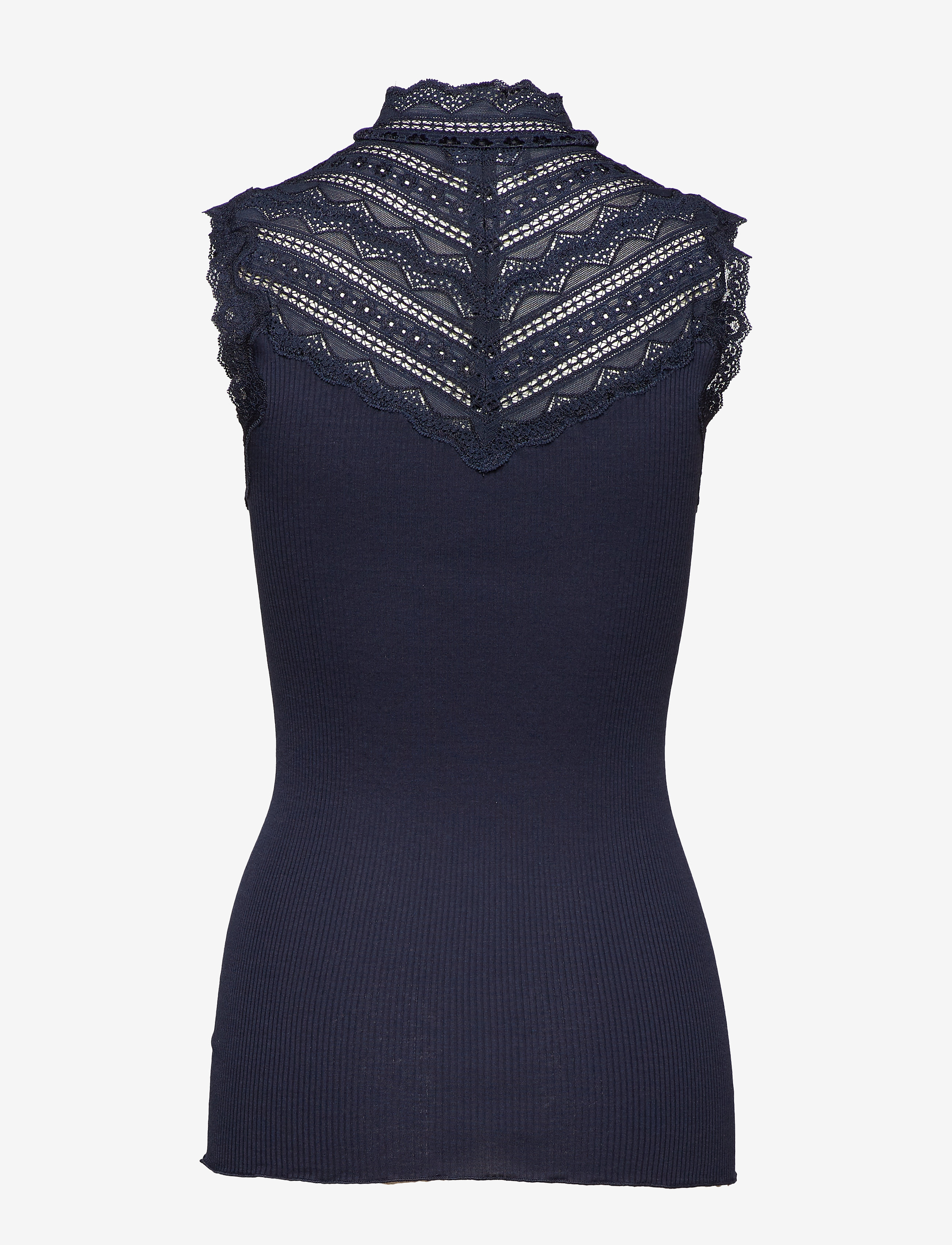 Rosemunde - RWBenita Silk SL Turtleneck Lace Top - linnen - navy - 1