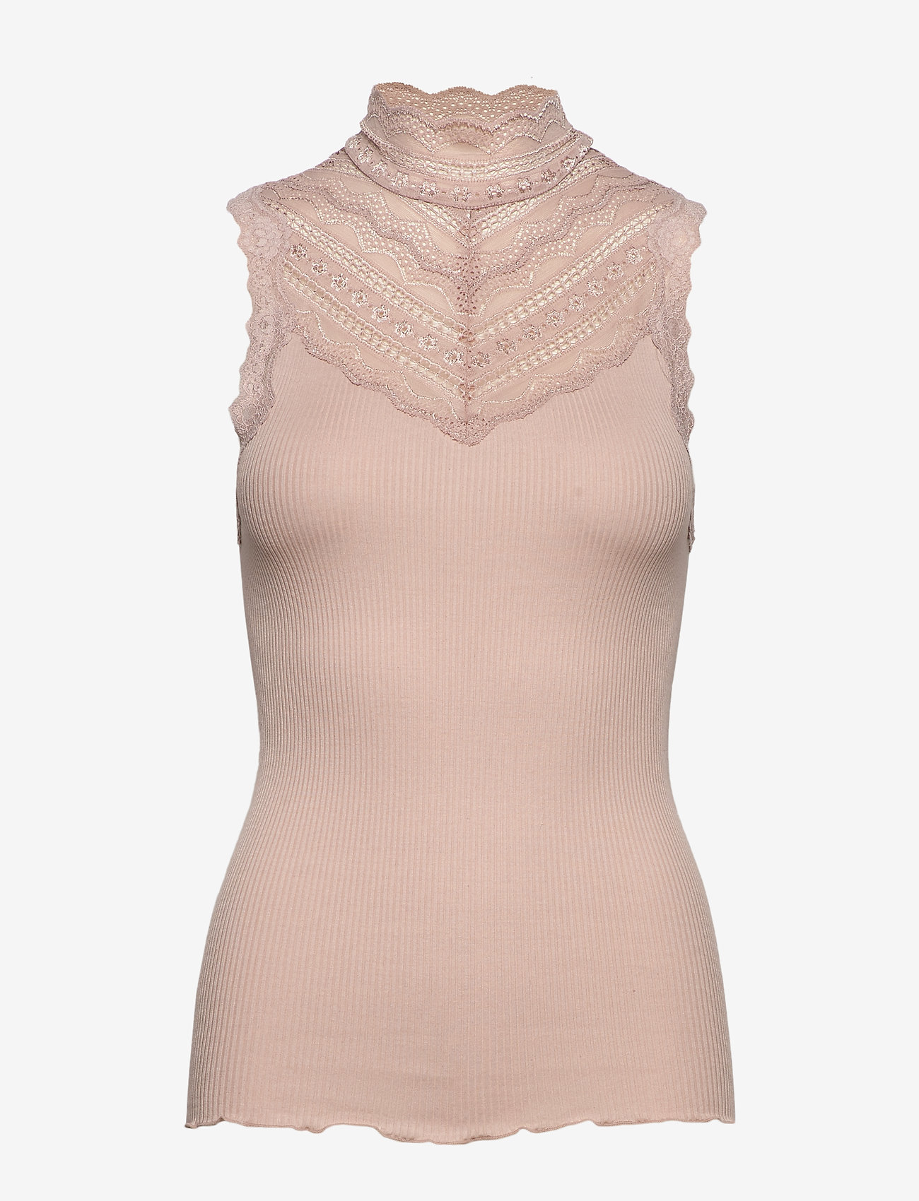Rosemunde RWBenita Silk SL Turtleneck Lace To - Tøj - VINTAGE POWDER / pink/rose