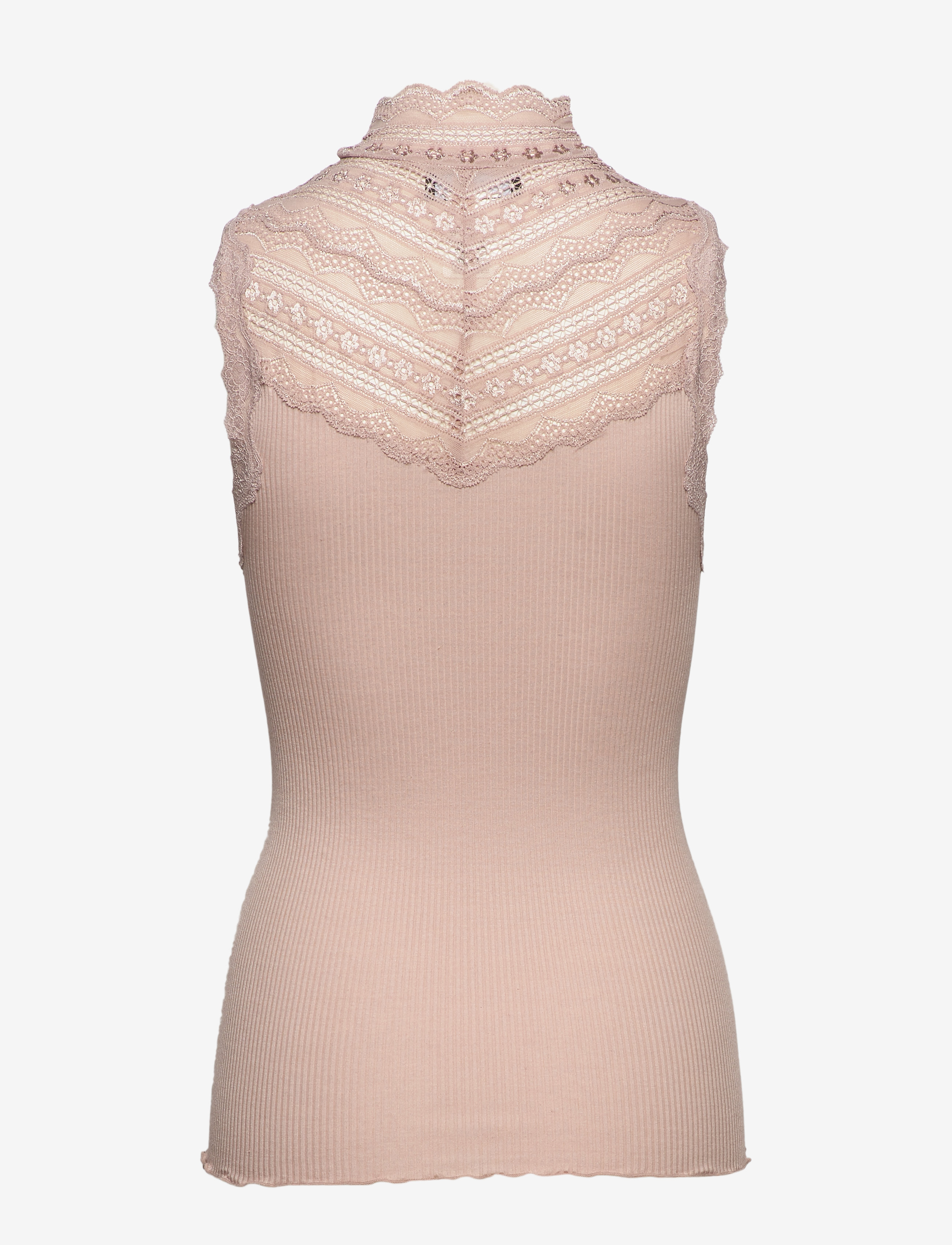 Rosemunde - RWBenita Silk SL Turtleneck Lace To - Ærmeløse toppe - vintage powder - 1