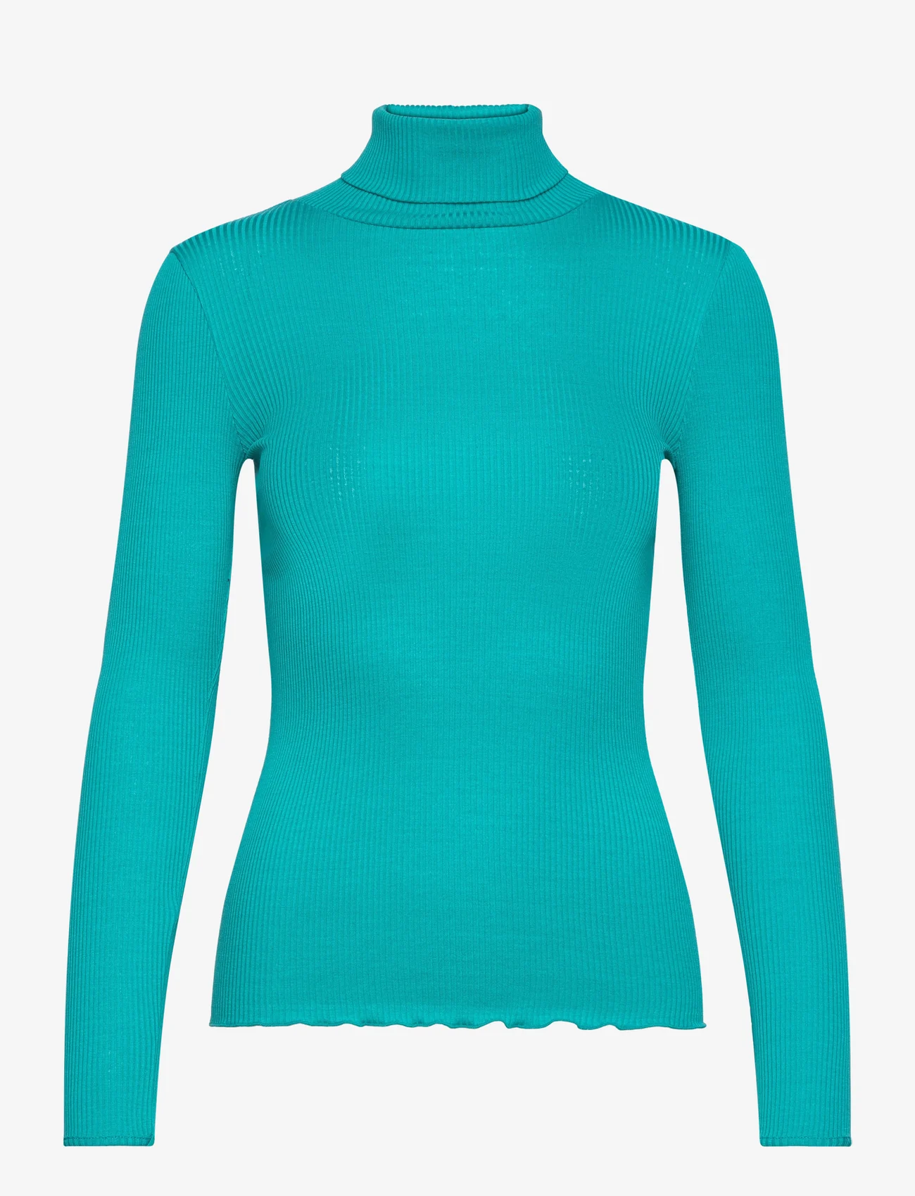 Rosemunde - Silk t-shirt regular ls roller neck - kõrge kaelusega džemprid - true amazonite - 0