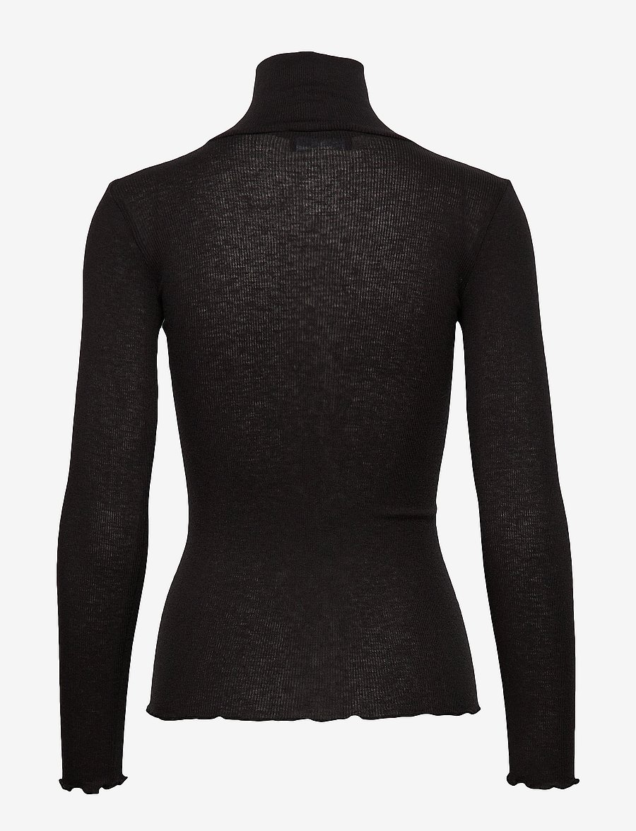 Rosemunde - RWBurlington Wool LS T-neck T-shirt - langärmlige tops - black - 1