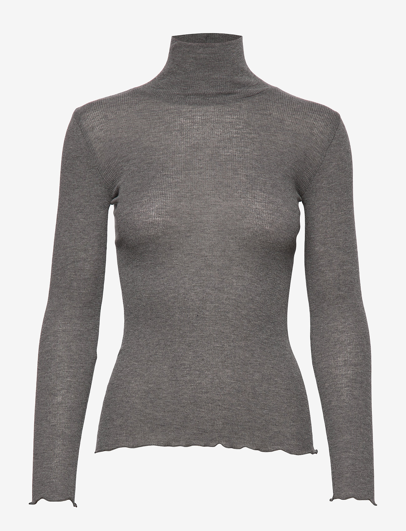 Rosemunde - RWBurlington Wool LS T-neck T-shirt - långärmade toppar - dark grey melange - 0