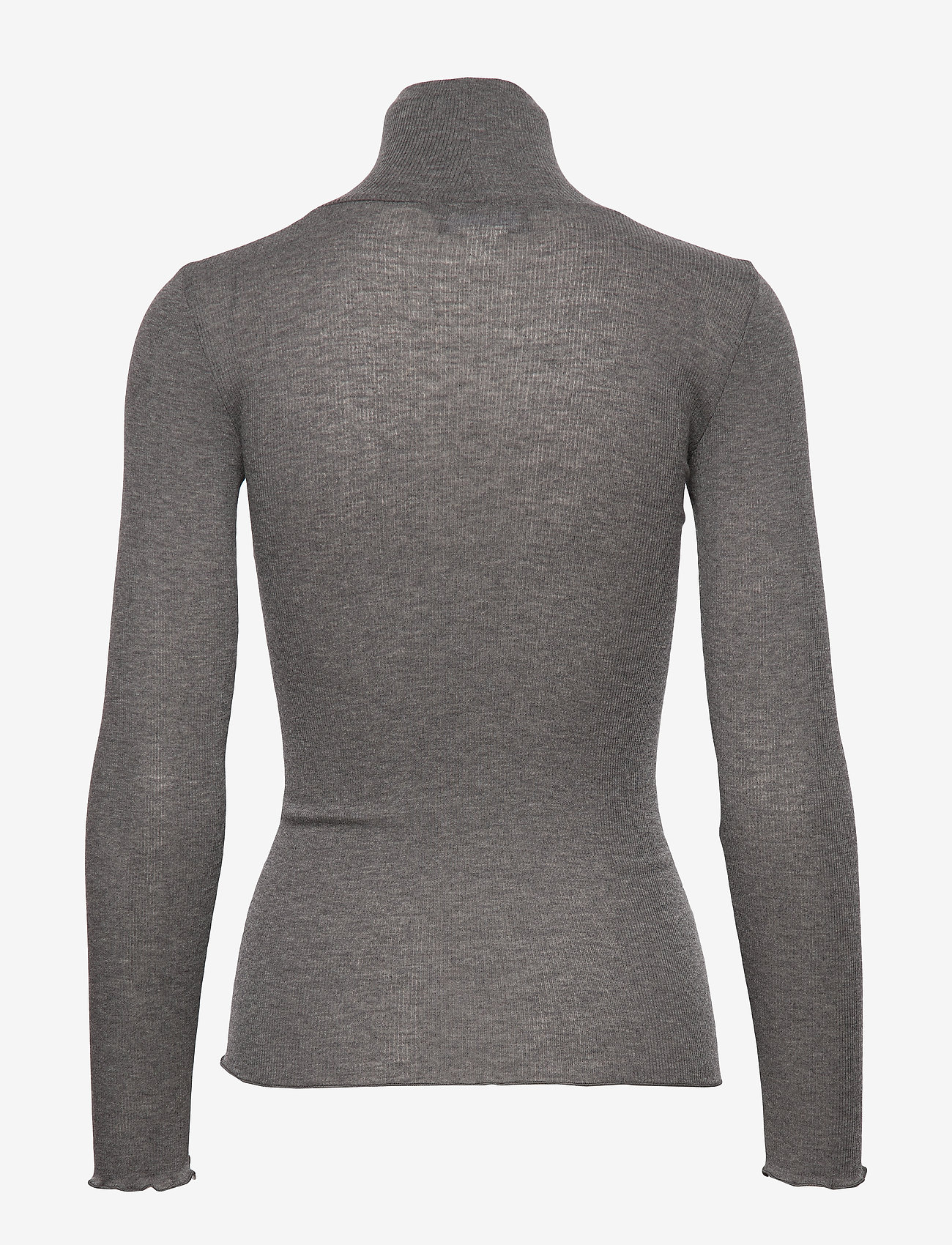 Rosemunde - RWBurlington Wool LS T-neck T-shirt - långärmade toppar - dark grey melange - 1