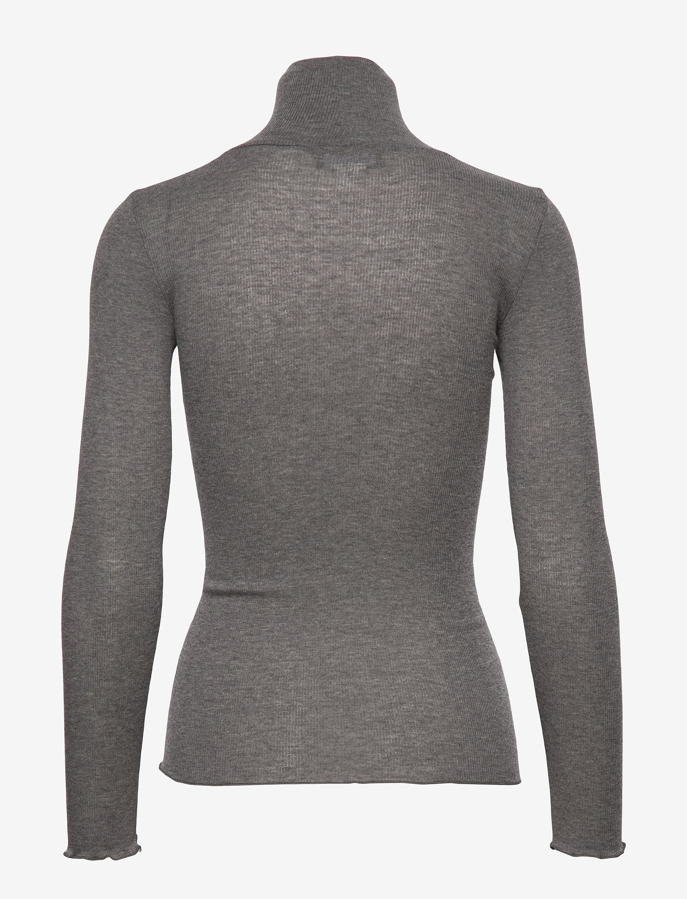 Rosemunde - RWBurlington Wool LS T-neck T-shirt - langärmlige tops - dark grey melange - 1