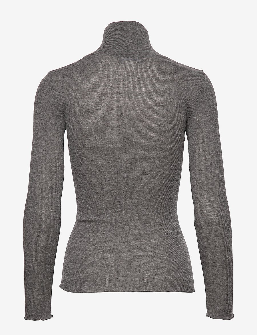 Rosemunde - RWBurlington Wool LS T-neck T-shirt - langärmlige tops - dark grey melange - 1