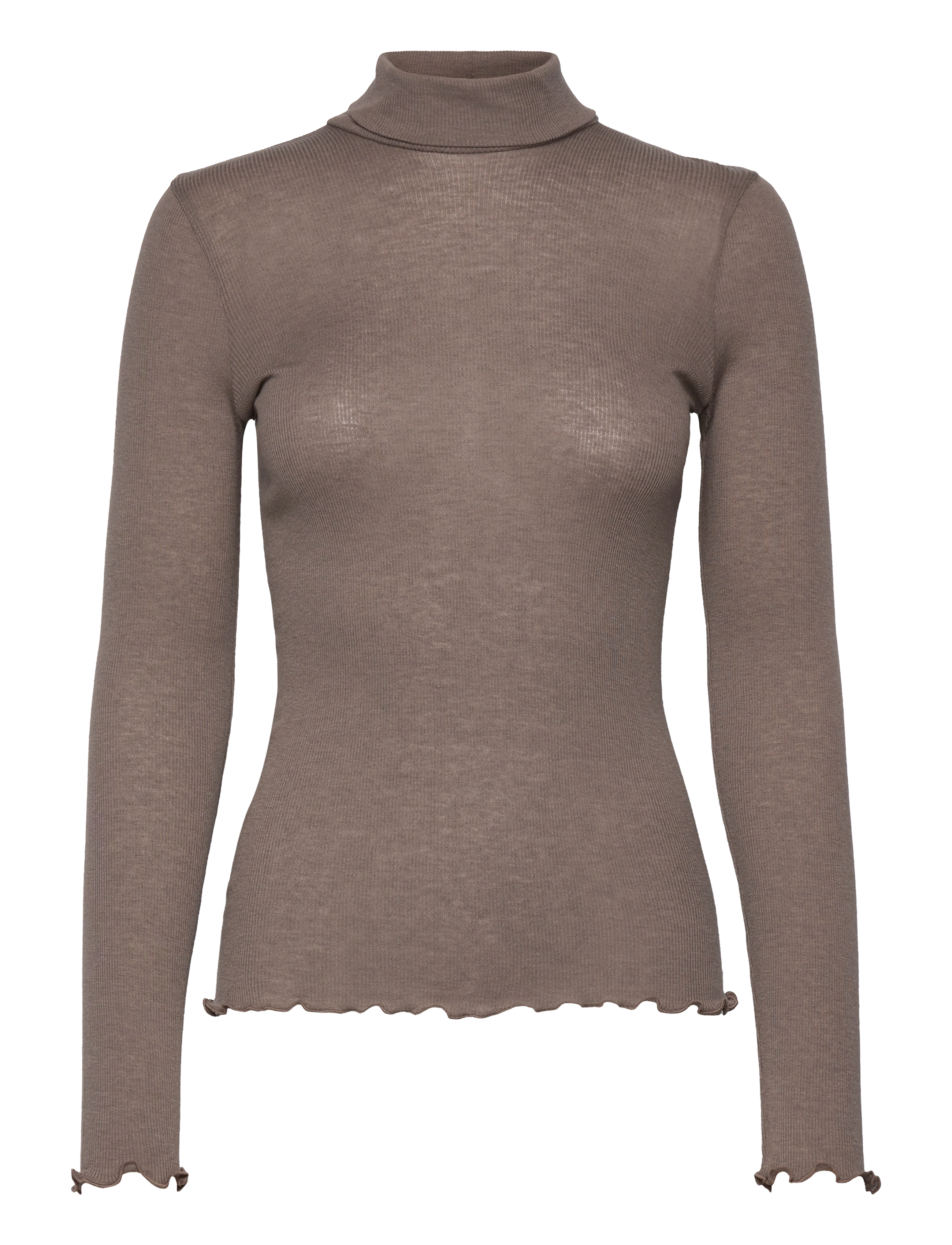 ROSEMUNDE Rwburlington Wolle Ls T-Neck T-Shirt Braun - XS - Damen