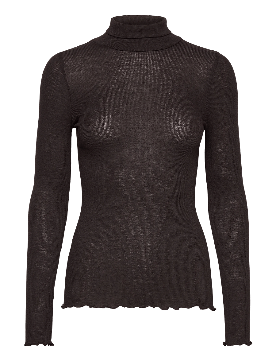 Rosemunde - RWBurlington Wool LS T-neck T-shirt - langärmlige tops - ganache - 0