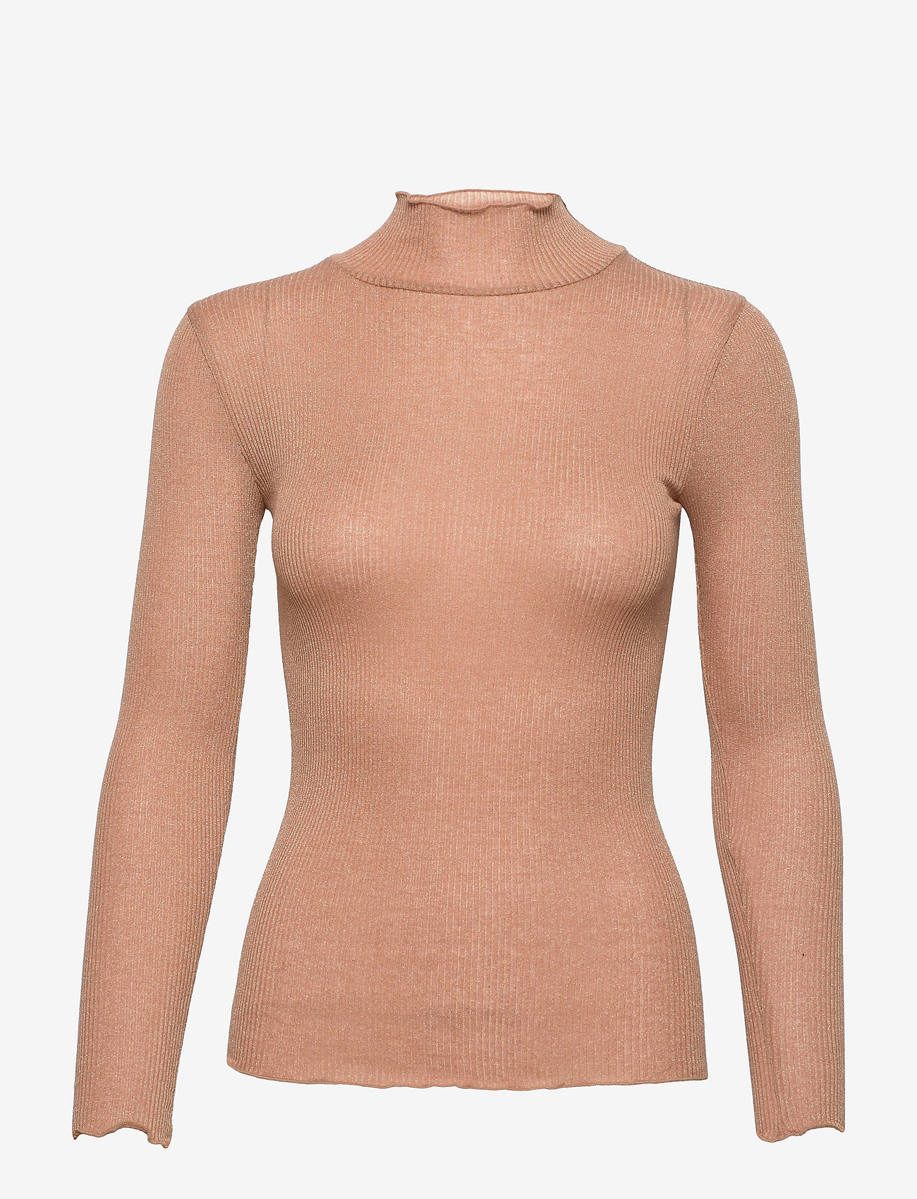 Rosemunde - Silk t-shirt turtleneck ls w/ lurex - indian tan gold shine - 0