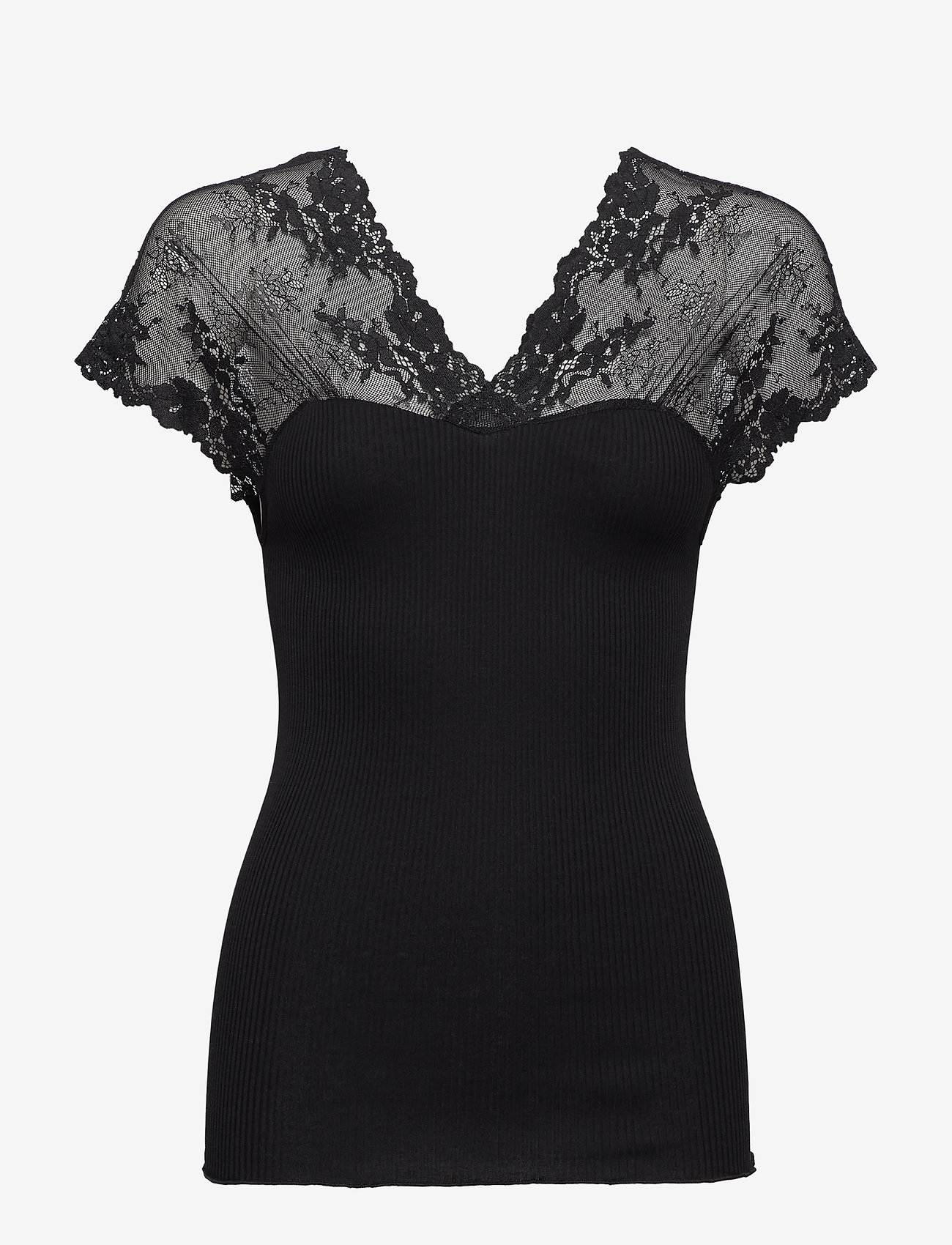 Rosemunde - Silk top regular w/lace - black - 0