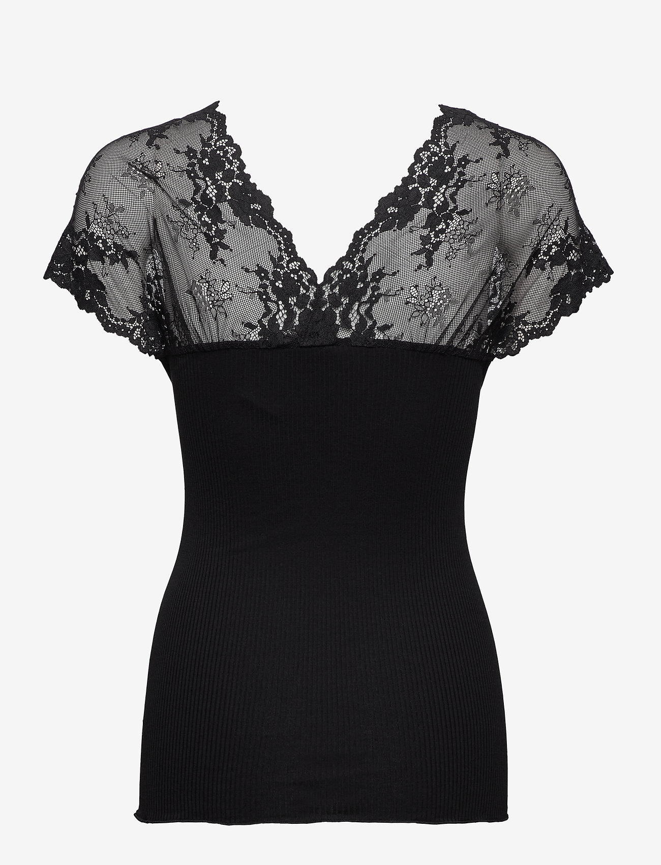 Rosemunde - Silk top regular w/lace - black - 1