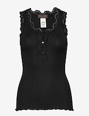 Rosemunde - Silk top w/ button & lace - mouwloze tops - black - 0