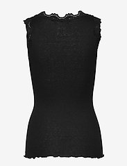 Rosemunde - Silk top w/ button & lace - laveste priser - black - 1