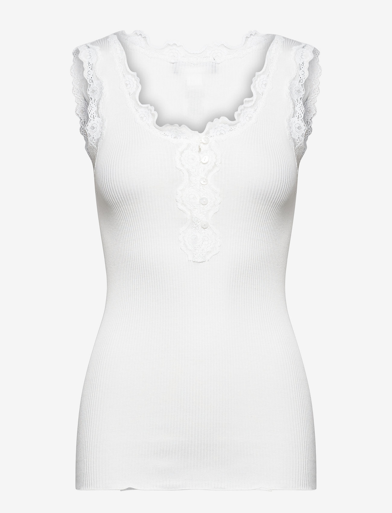 Rosemunde - Silk top w/ button & lace - mouwloze tops - new white - 0