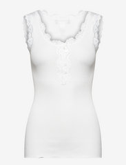 Silk top w/ button & lace - NEW WHITE