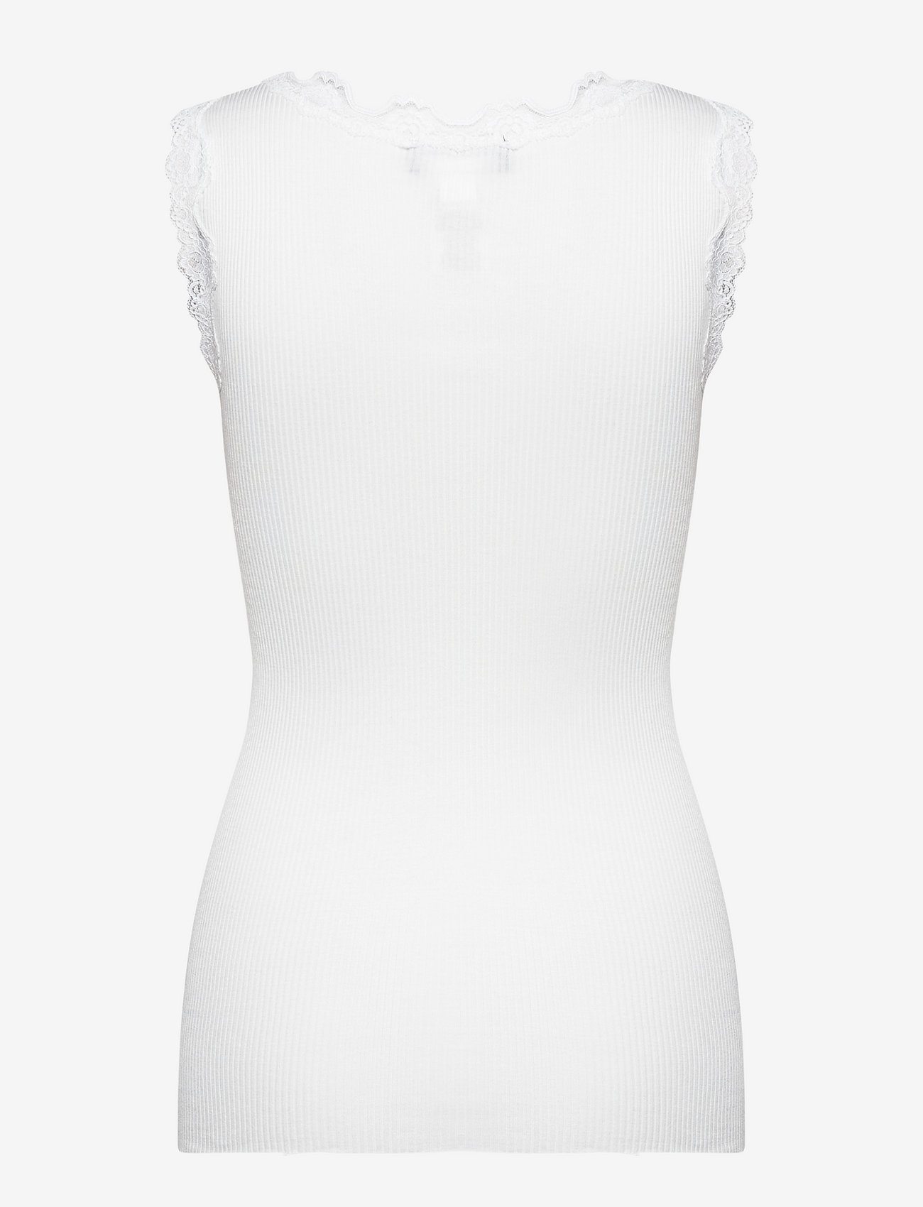 Rosemunde - Silk top w/ button & lace - laveste priser - new white - 1