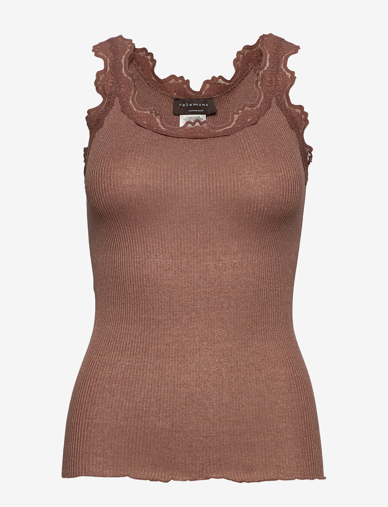 Rosemunde - Silk top regular w/vintage lace & l - acorn shine - 0
