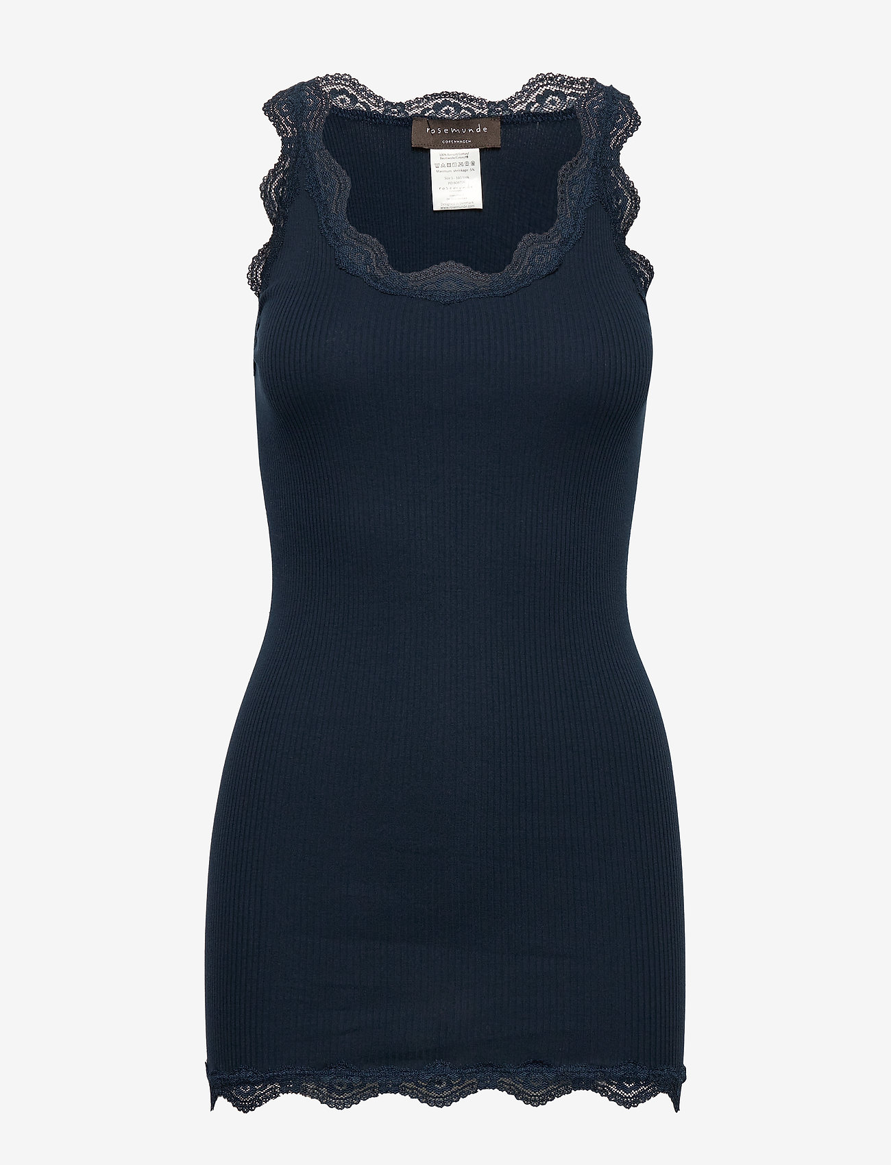 Rosemunde - Top long w/vintage lace - navy - 0