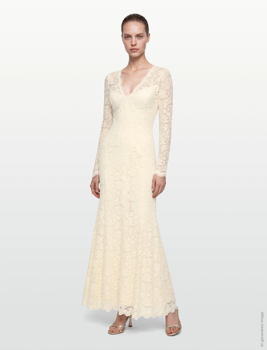 Rosemunde - RWDelicia Long Dress - pitsimekot - ivory - 0