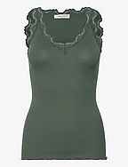 Silk top w/ lace - FOREST