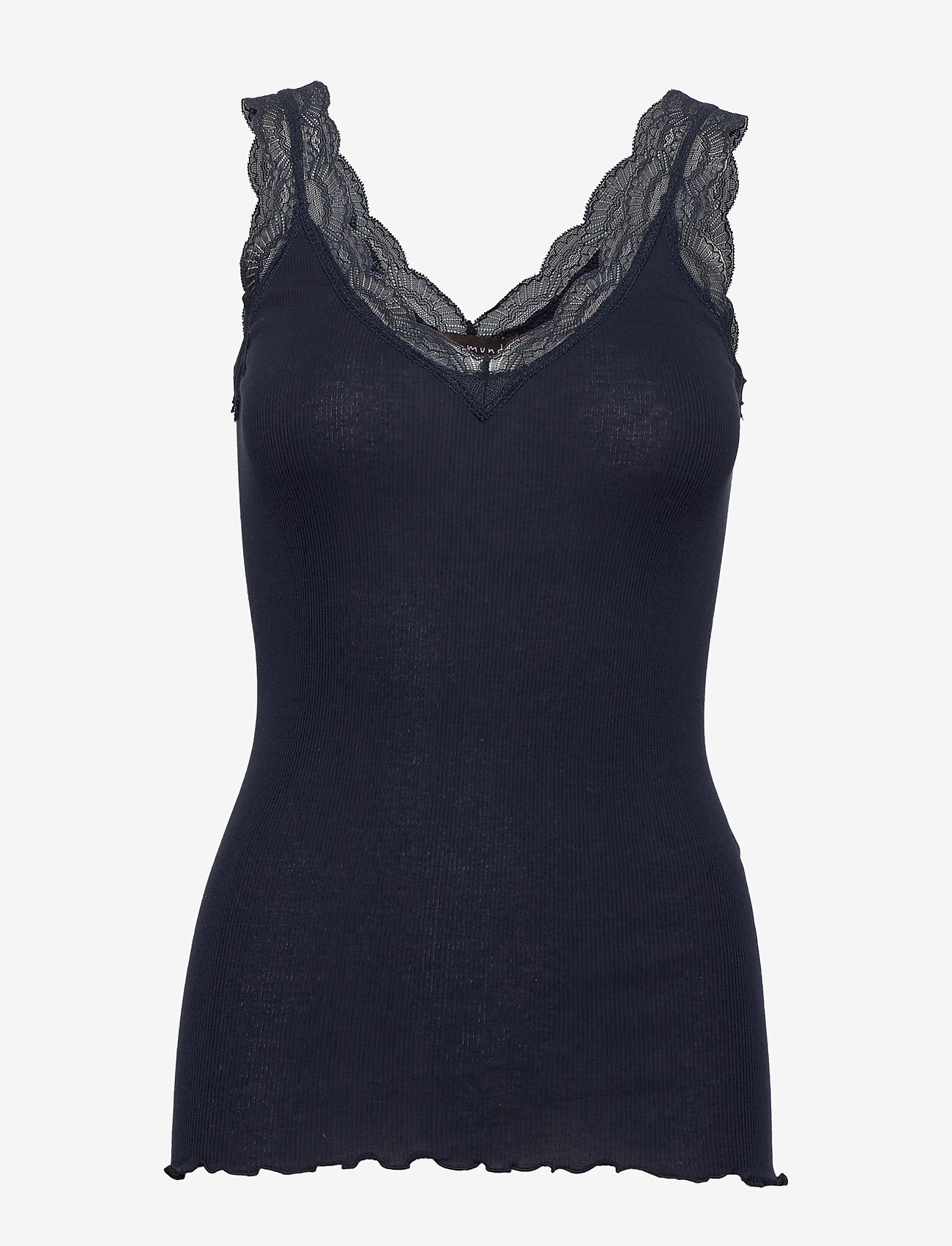 Rosemunde - Silk top regular w/lace - navy - 0