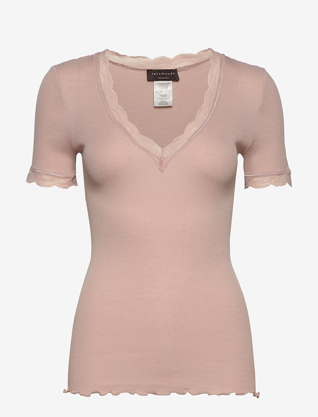 Rosemunde - Silk t-shirt regular ss w/lace - vintage powder - 0