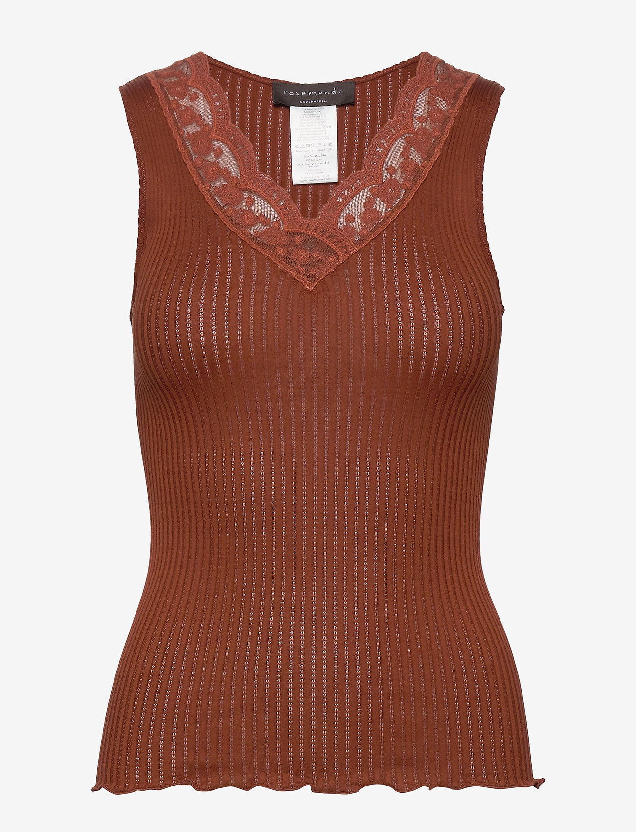 Rosemunde - Silk top regular w/lace - amber brown - 0