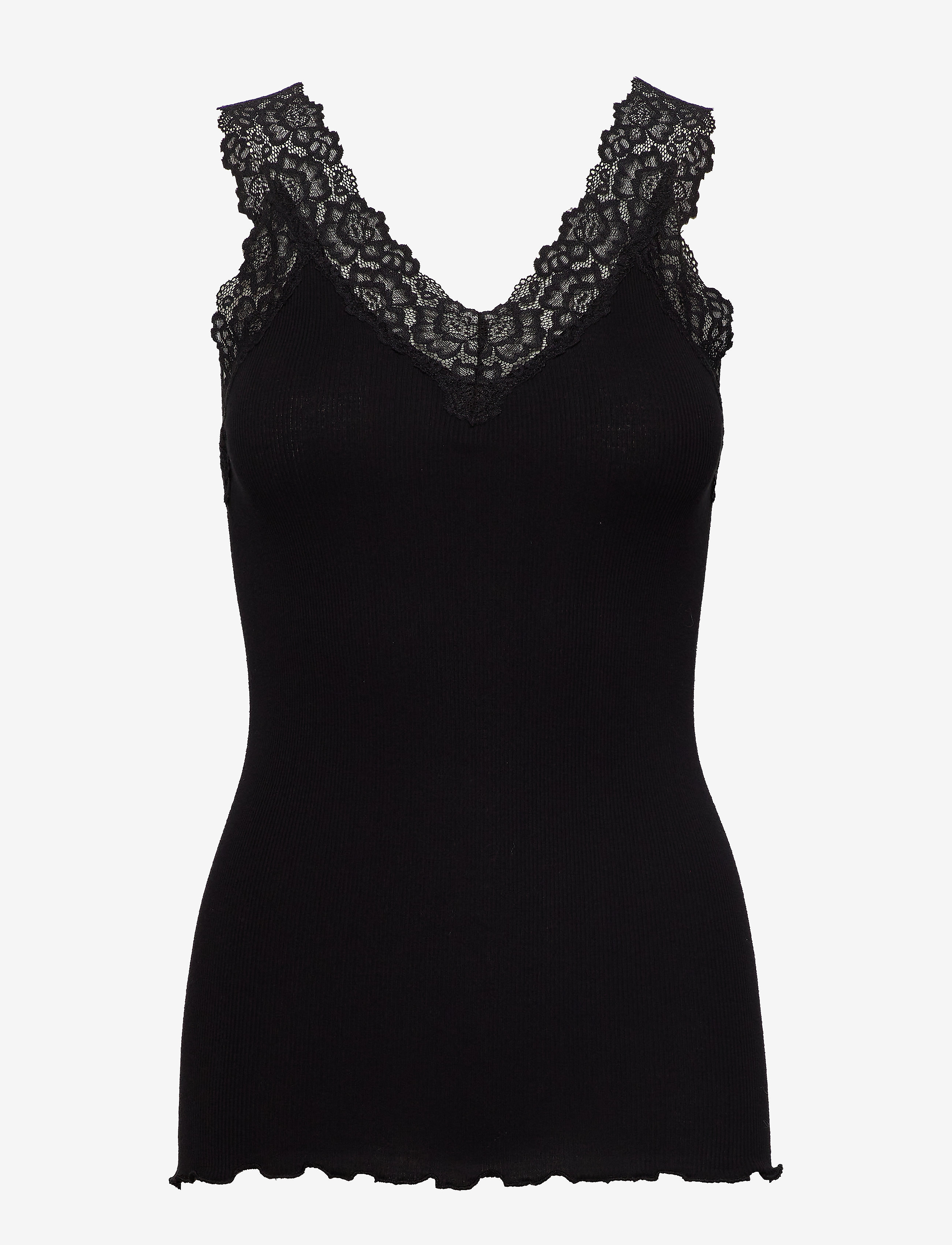 Rosemunde Rwbernadine Organic Cotton Sl Lace Top, L, T-shirts & Oberteile, Schwarz - Sleeveless, Frauen