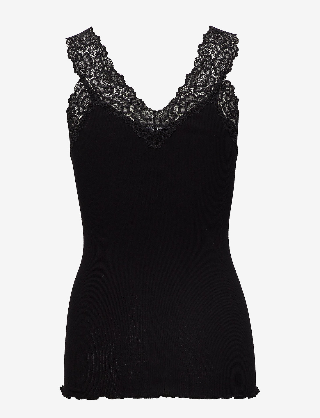 Rosemunde - Organic top w/ lace - tanktops - black - 1