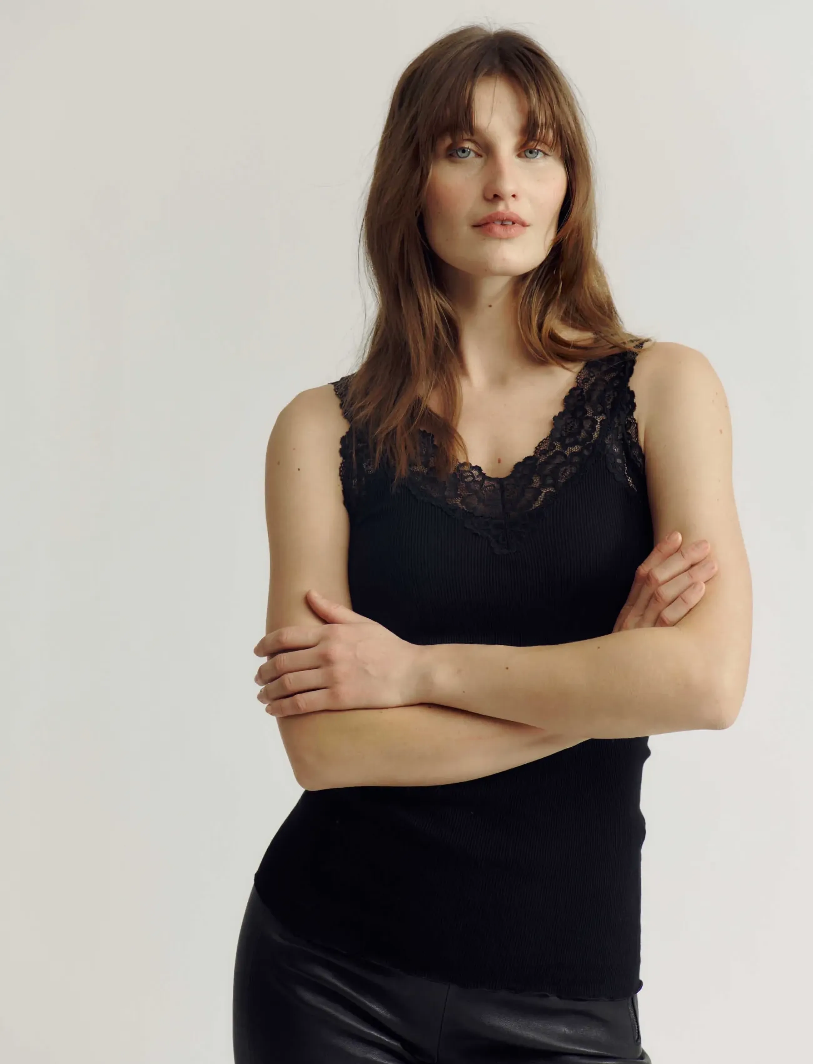 Rosemunde - RWBernadine Organic Cotton SL Lace Top - laveste priser - black - 0