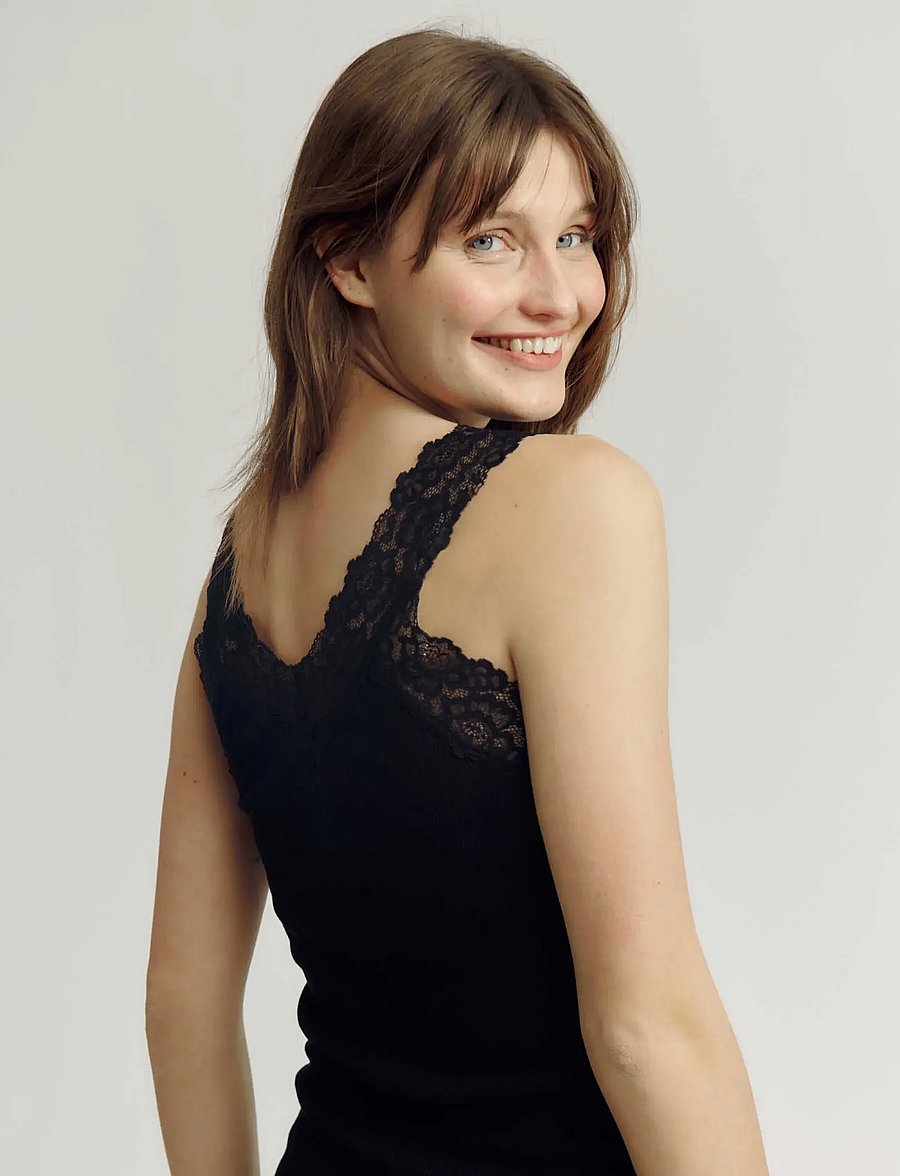 Rosemunde - RWBernadine Organic Cotton SL Lace - Ärmellose tops - black - 3