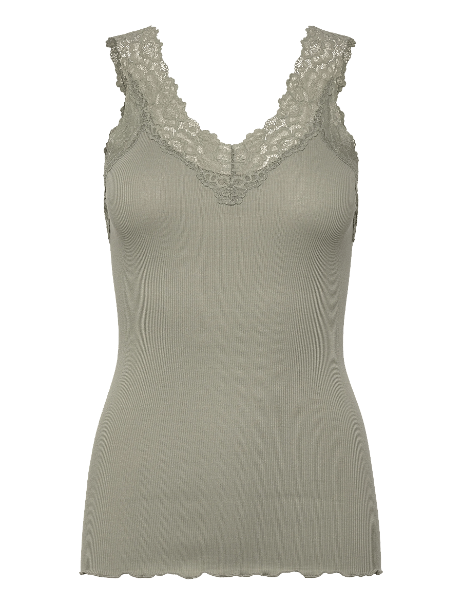 Rosemunde - RWBernadine Organic Cotton SL Lace - tanktops - dried sage - 1