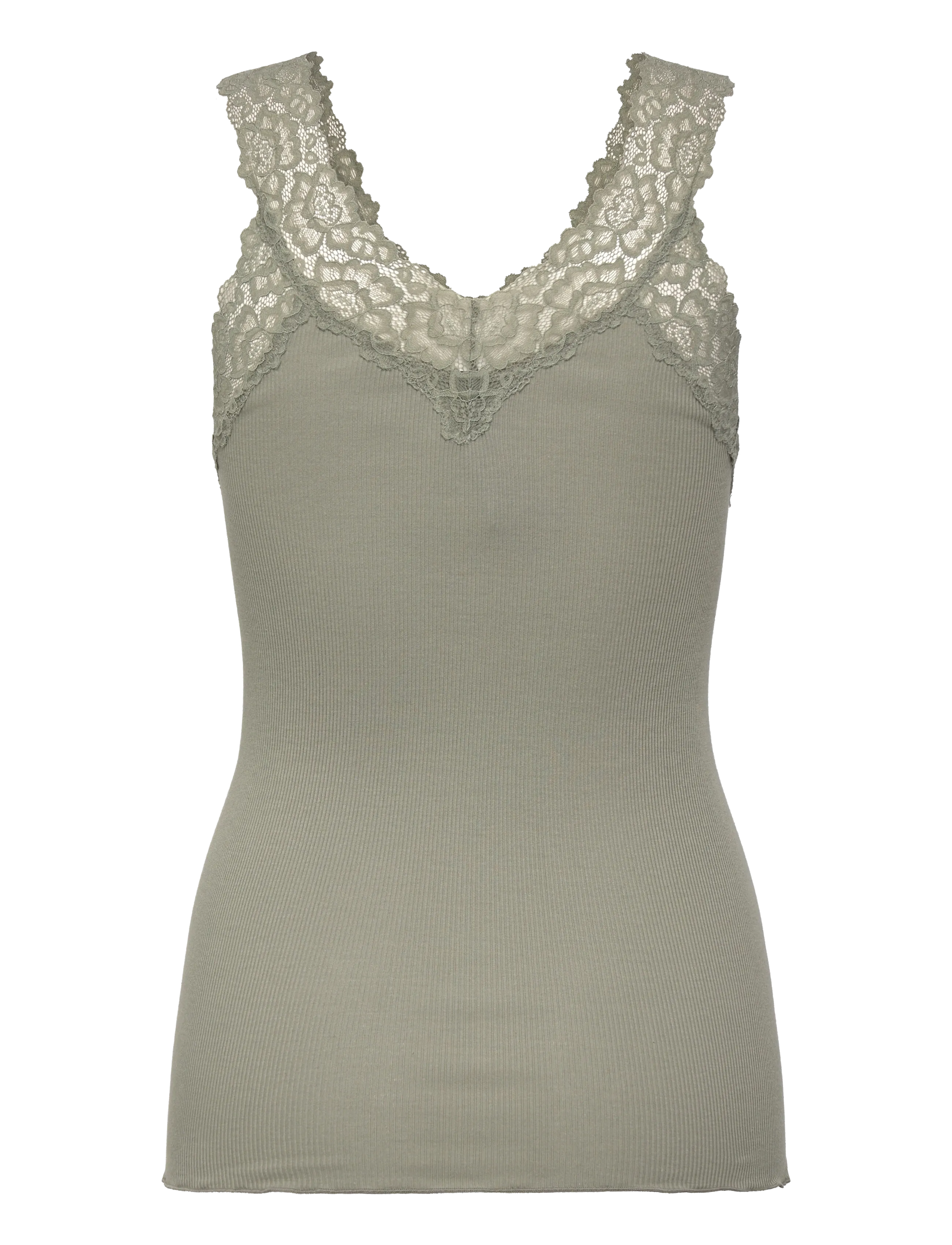 Rosemunde - RWBernadine Organic Cotton SL Lace Top - tanktops - dried sage - 2