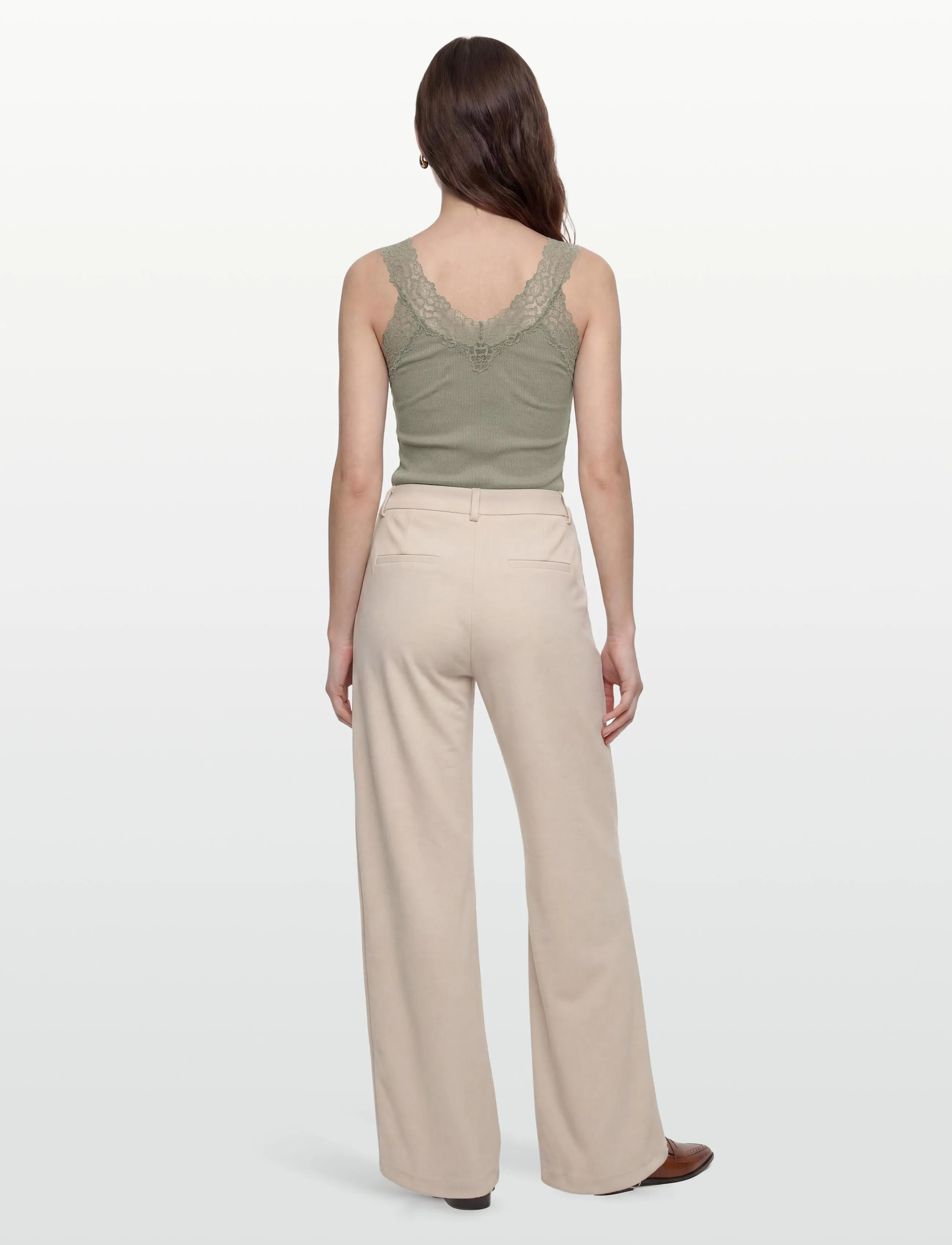 Rosemunde - RWBernadine Organic Cotton SL Lace Top - tanktops - dried sage - 4