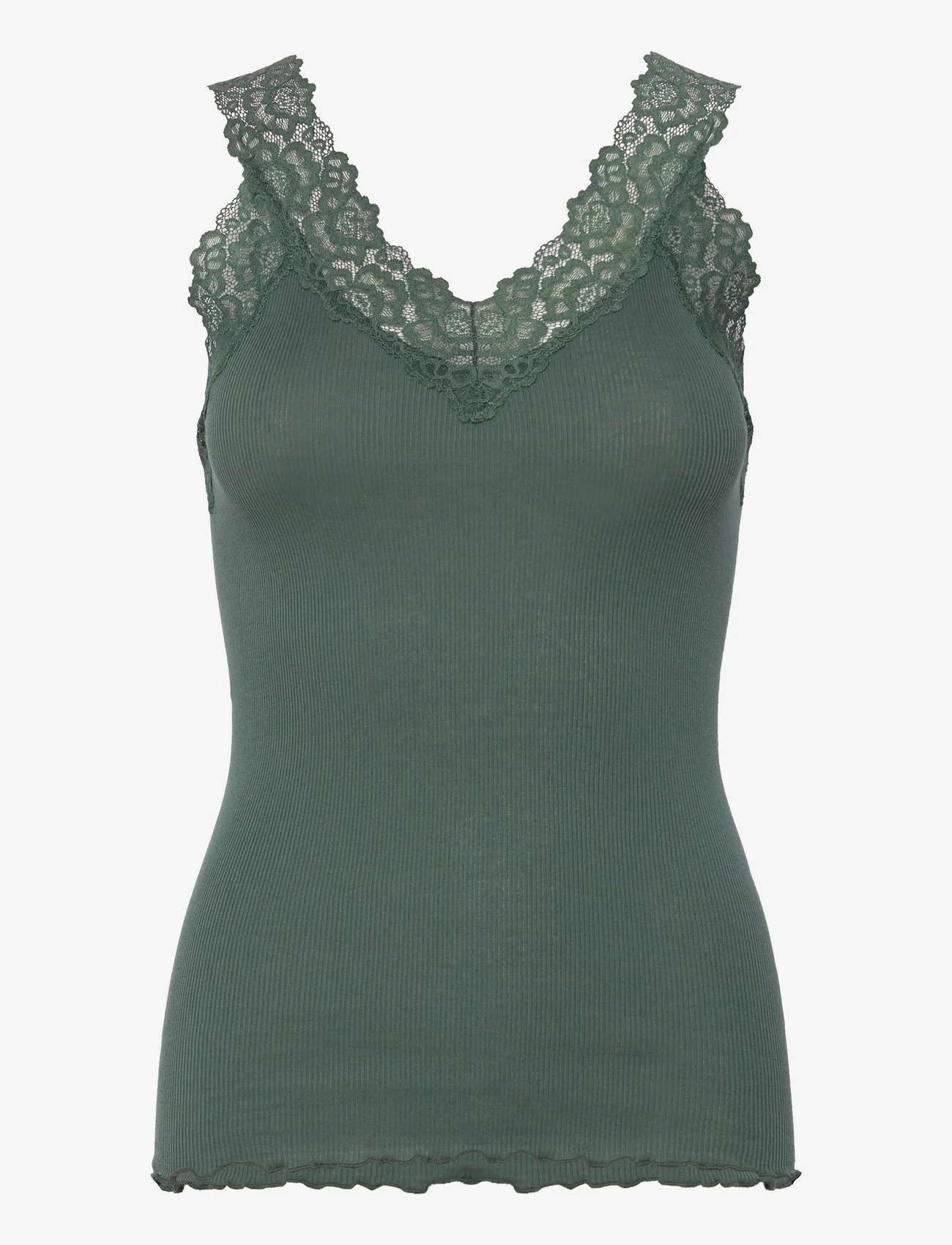 Rosemunde - Organic top w/ lace - t-shirt & tops - forest - 0