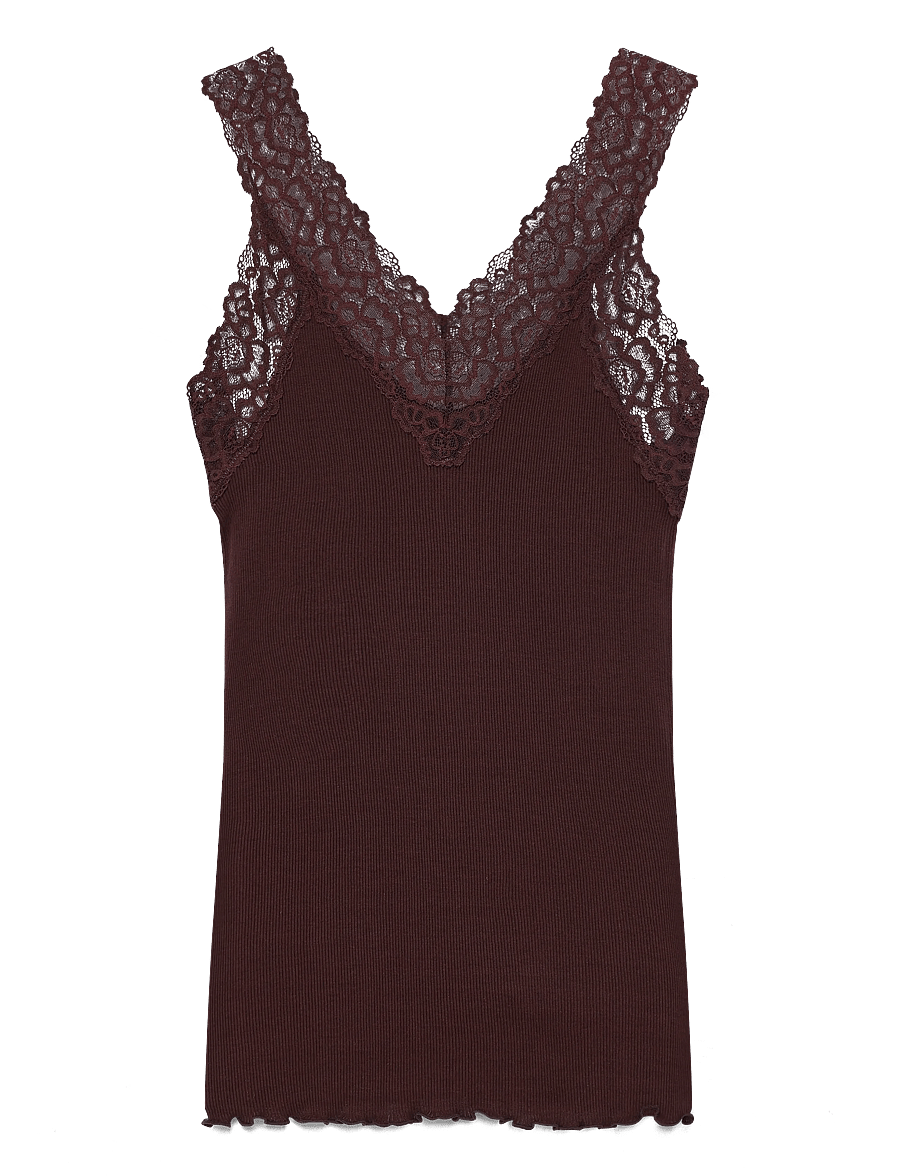 Rosemunde - Organic top w/ lace - varrukateta topid - fudge - 1