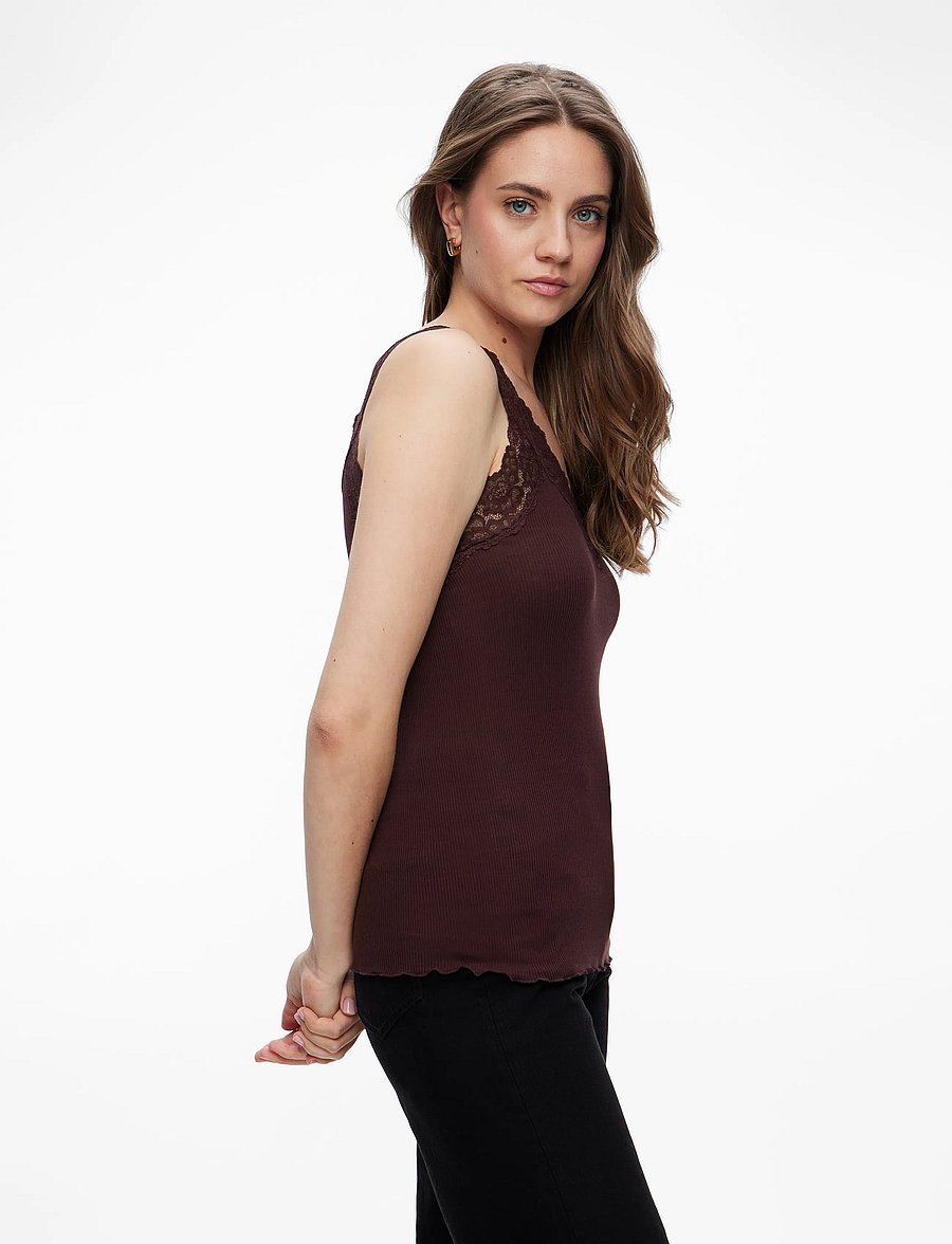 Rosemunde - Organic top w/ lace - varrukateta topid - fudge - 3