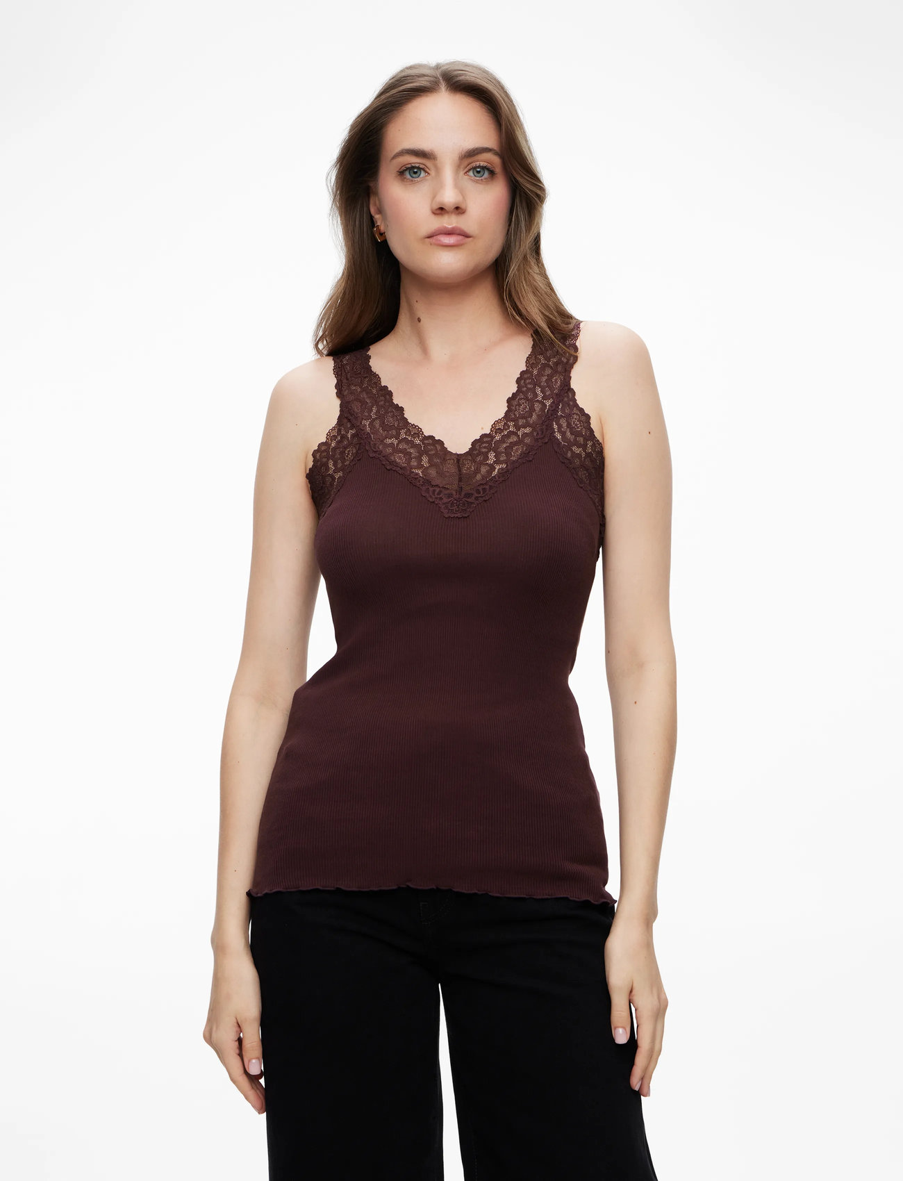 Rosemunde - RWBernadine Organic Cotton SL Lace - tanktops - fudge - 0