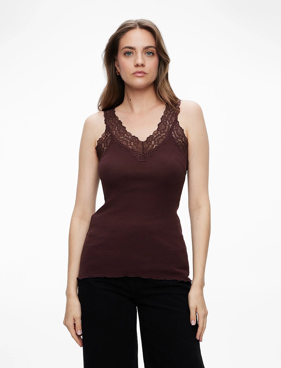 Rosemunde - Organic top w/ lace - varrukateta topid - fudge - 0