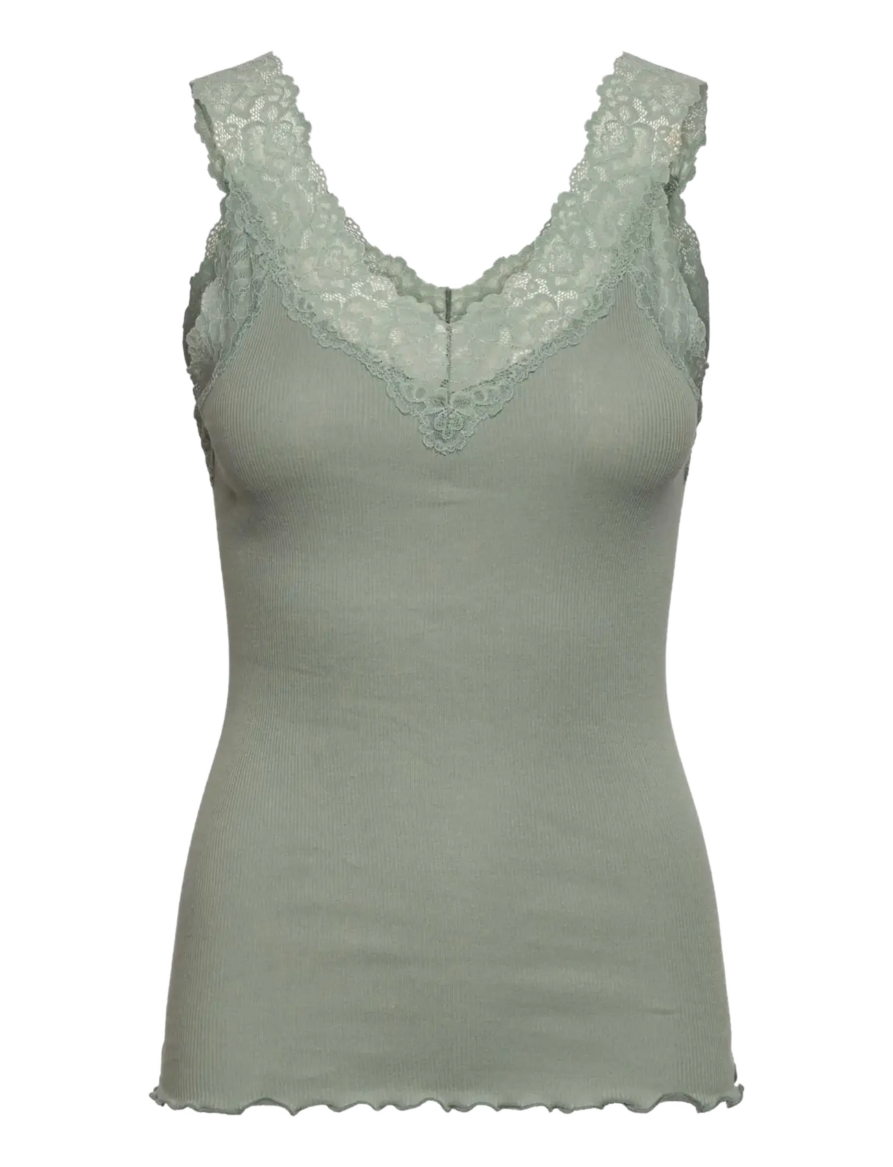 Rosemunde RWBernadine Organic Cotton SL Lace Top - Sleeveless tops - GREEN MILIEU / green
