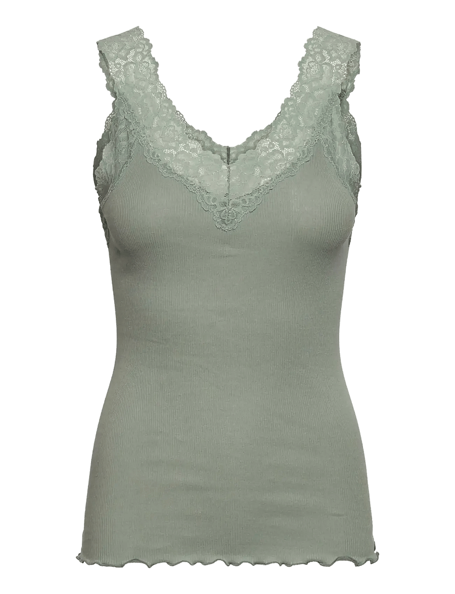 Rosemunde - Organic top w/ lace - Ärmellose tops - green milieu - 1